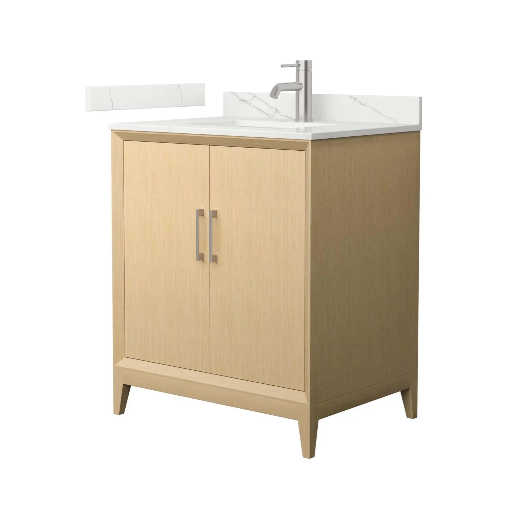 30" Janna Single Bathroom Vanity in White Oak with Brushed Nickel Trim by Wyndham