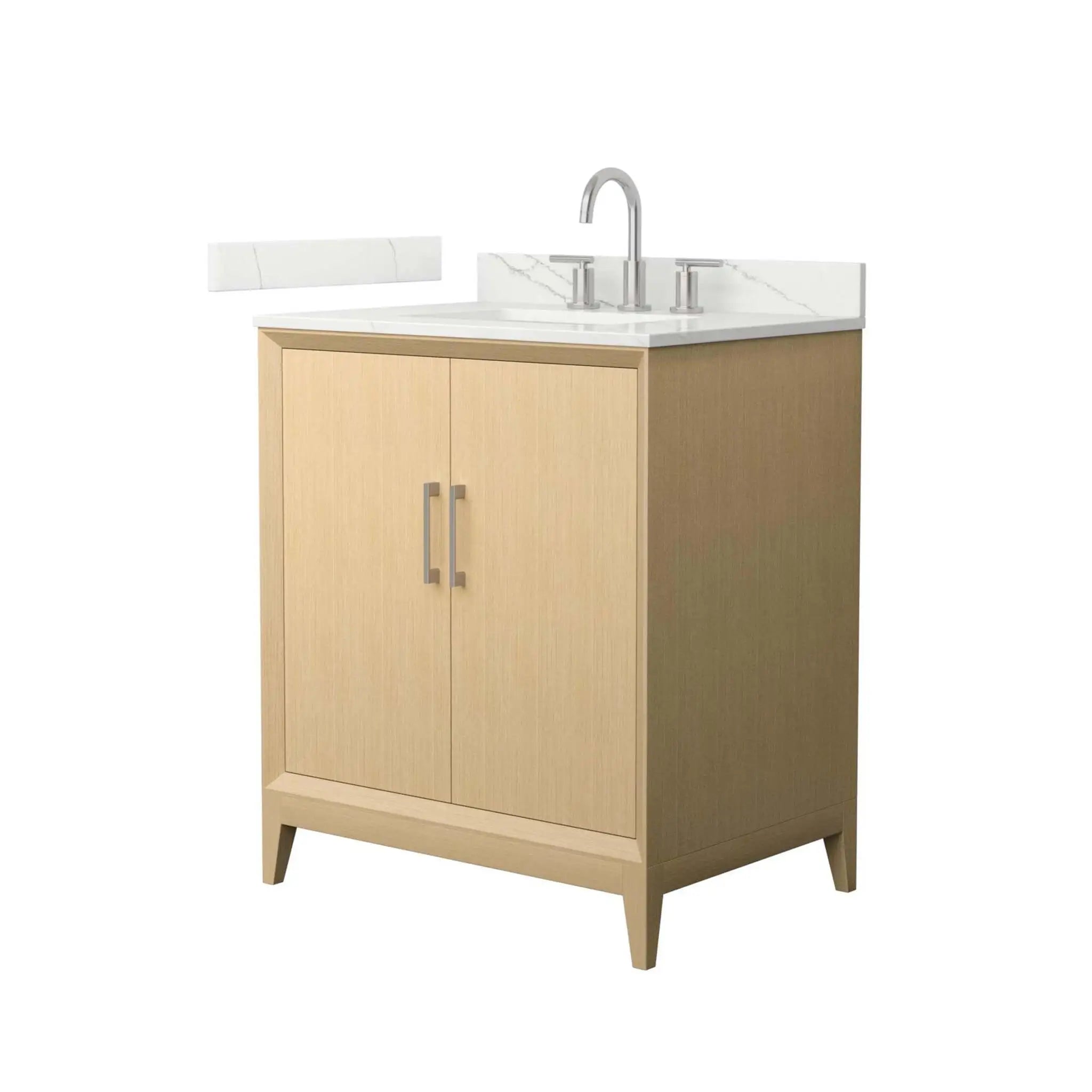 30" Janna Single Bathroom Vanity in White Oak with Brushed Nickel Trim by Wyndham