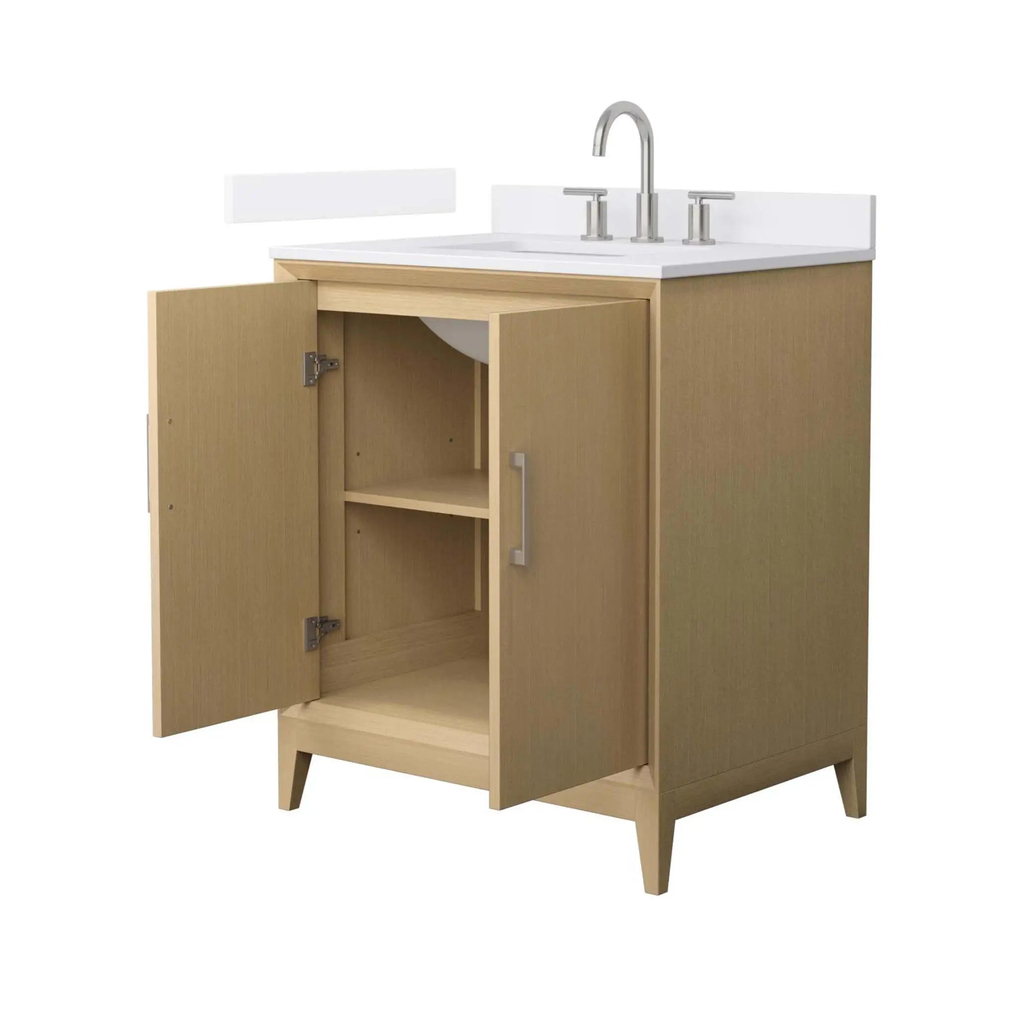30" Janna Single Bathroom Vanity in White Oak with Brushed Nickel Trim by Wyndham
