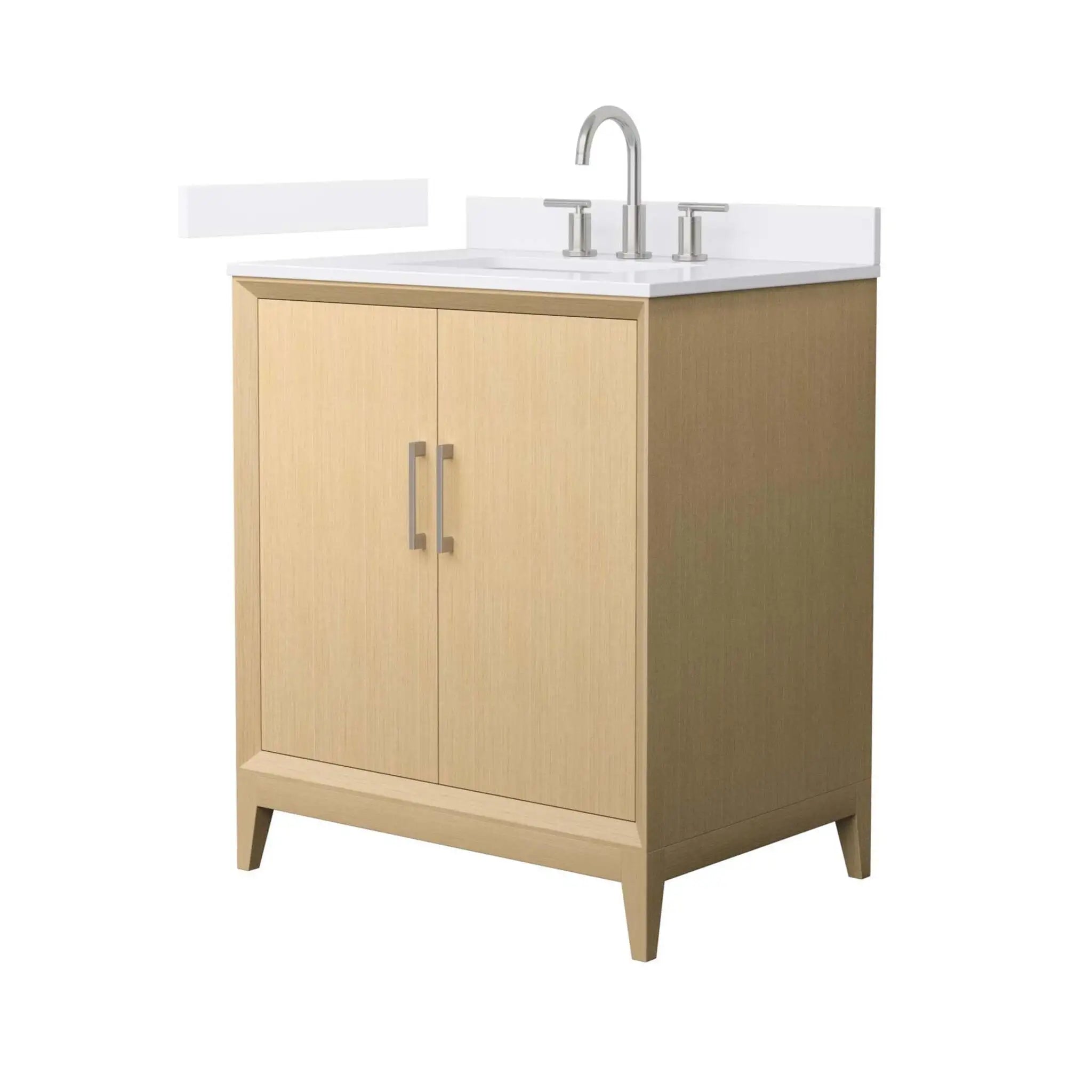 30" Janna Single Bathroom Vanity in White Oak with Brushed Nickel Trim by Wyndham
