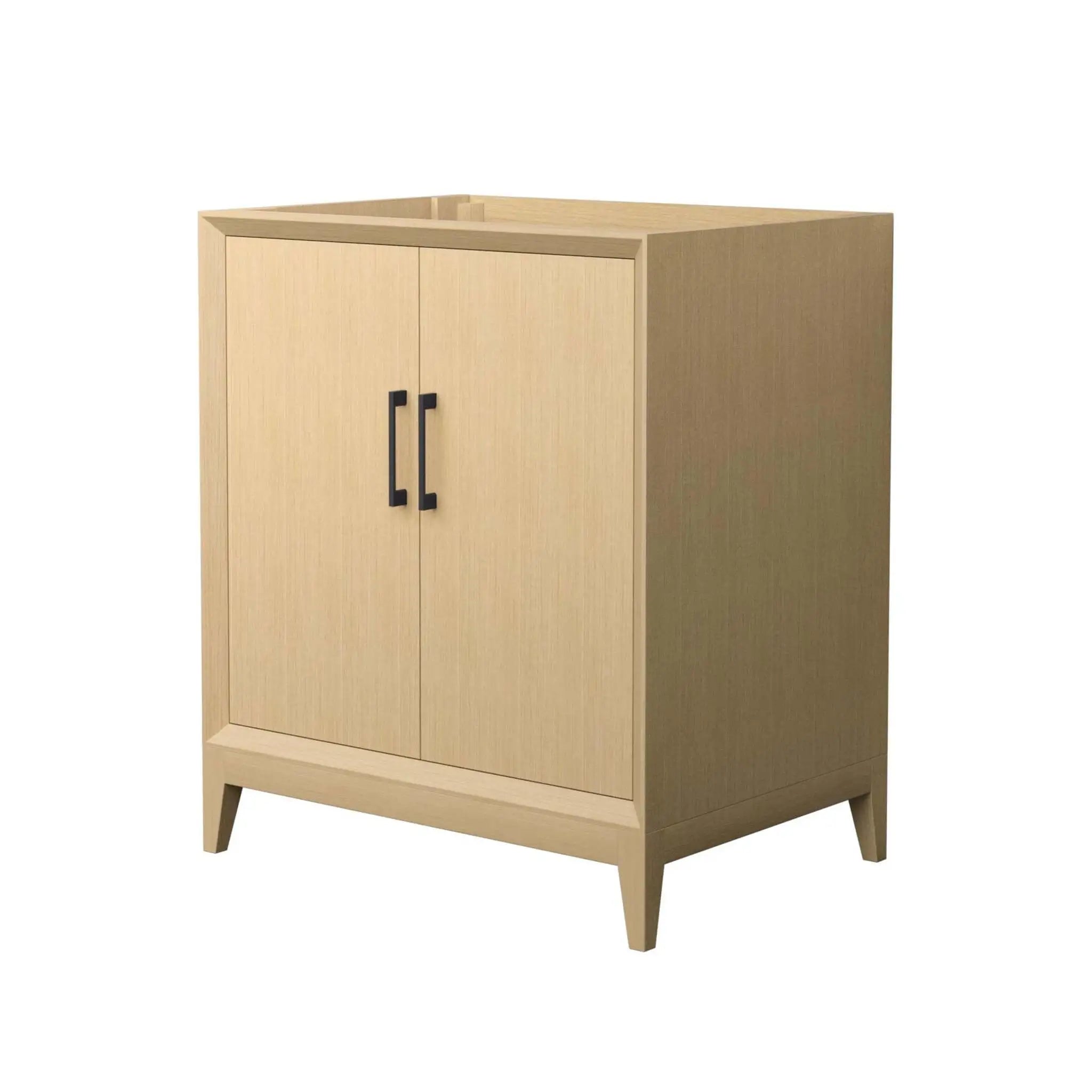 30" Janna Single Bathroom Vanity in White Oak with Matte Black Trim by Wyndham