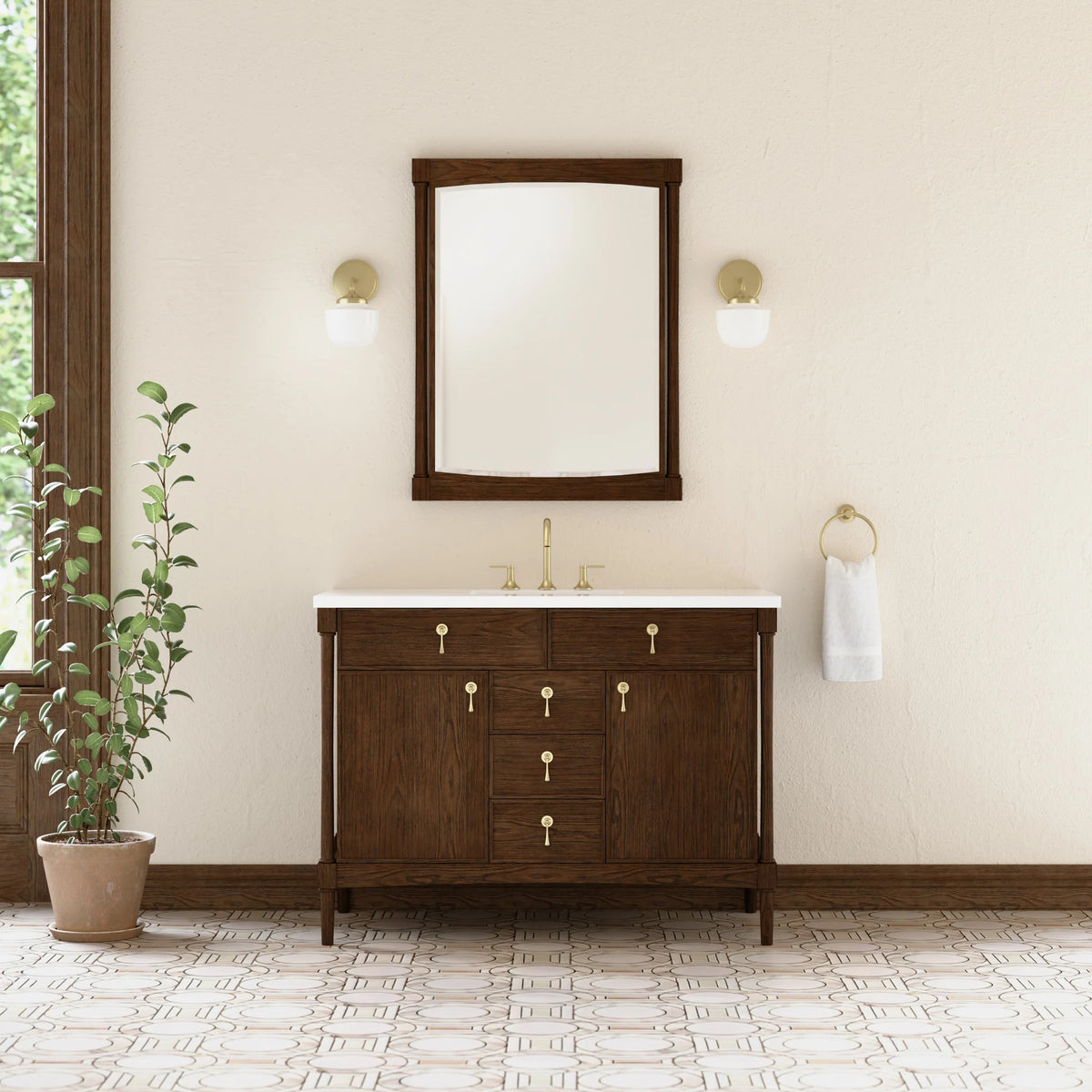 30" Kinnsden Mirror in Sable Oak by James Martin Vanities-Sable Oak 1