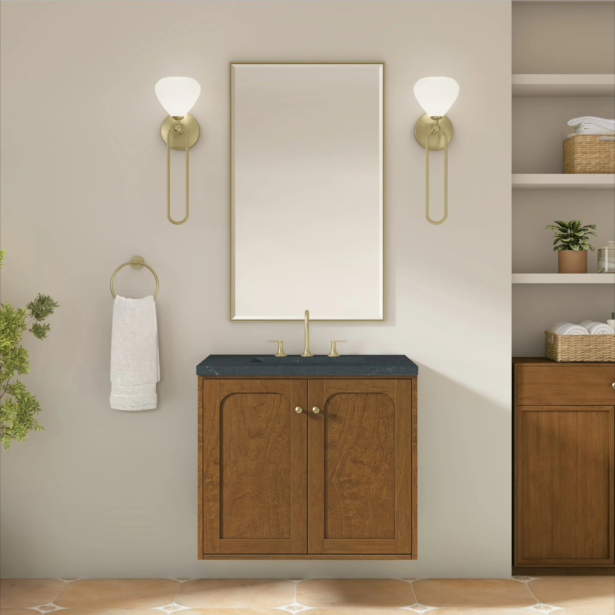 30" Laurent Single Vanity in Honey Oak by James Martin Vanities-Charcoal Soapstone Silestone 3