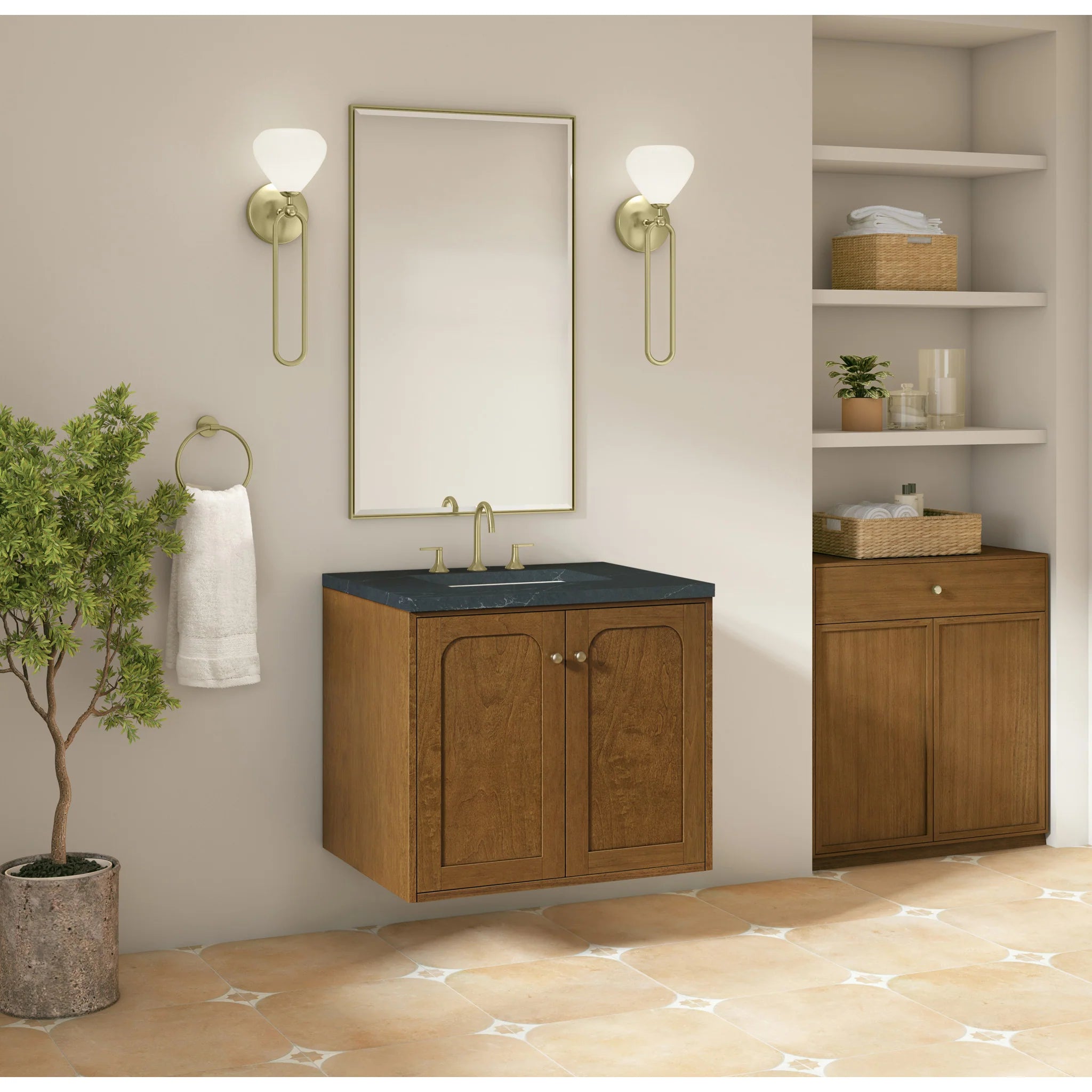30" Laurent Single Vanity in Honey Oak by James Martin Vanities-Charcoal Soapstone Silestone 5