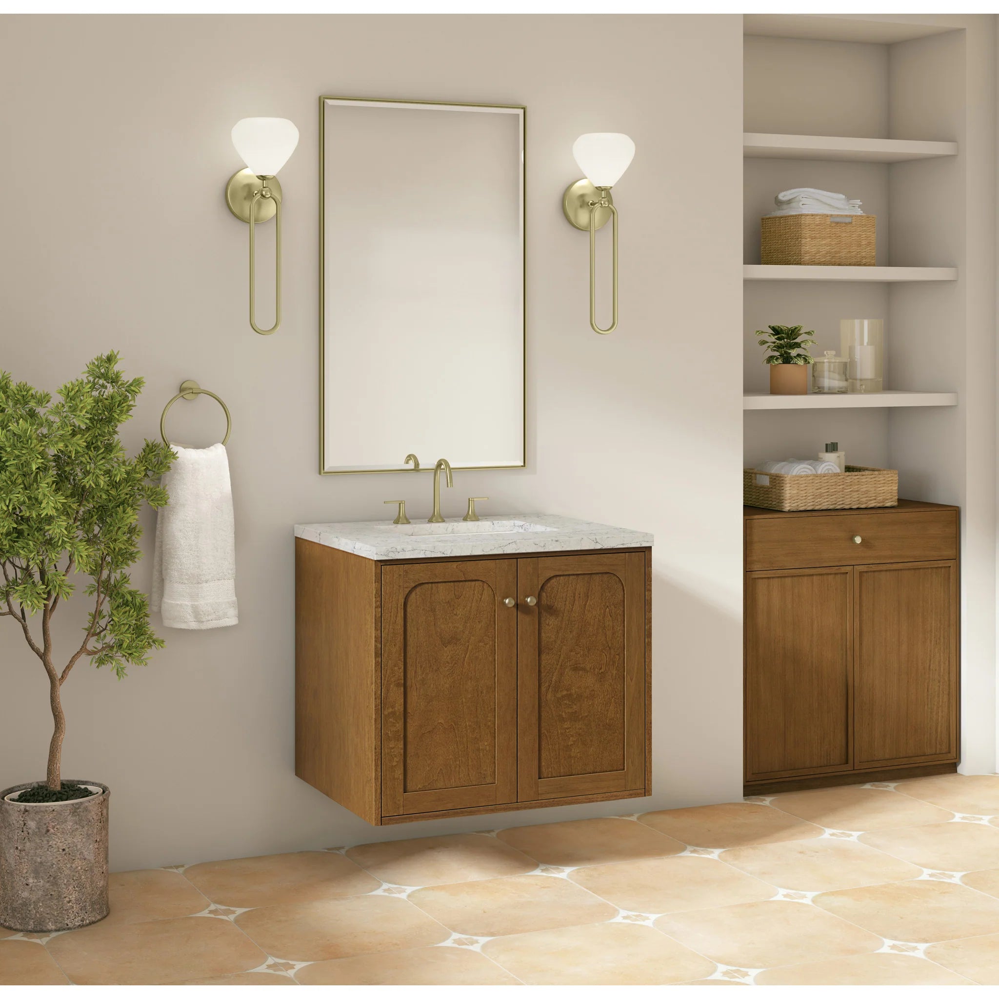 30" Laurent Single Vanity in Honey Oak by James Martin Vanities-Eternal Jasmine Pearl Silestone 5