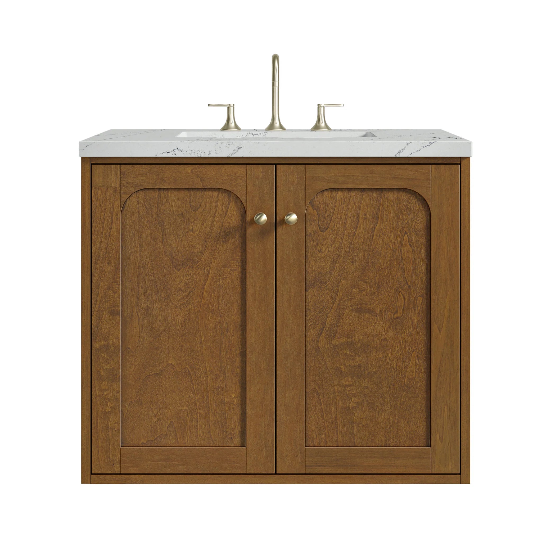 30" Laurent Single Vanity in Honey Oak by James Martin Vanities-Ethereal Noctis Silestone 1