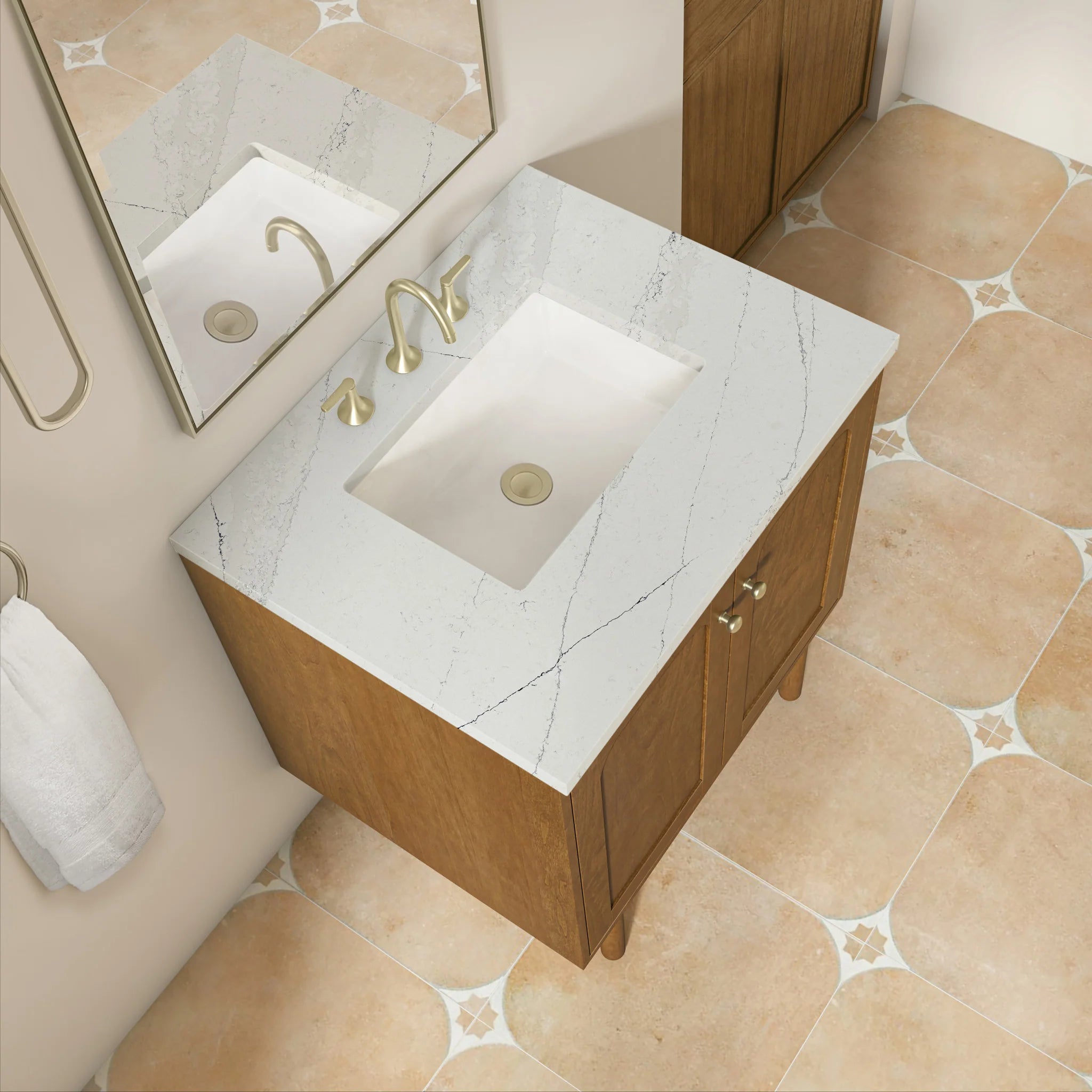 30" Laurent Single Vanity in Honey Oak by James Martin Vanities-Ethereal Noctis Silestone 8