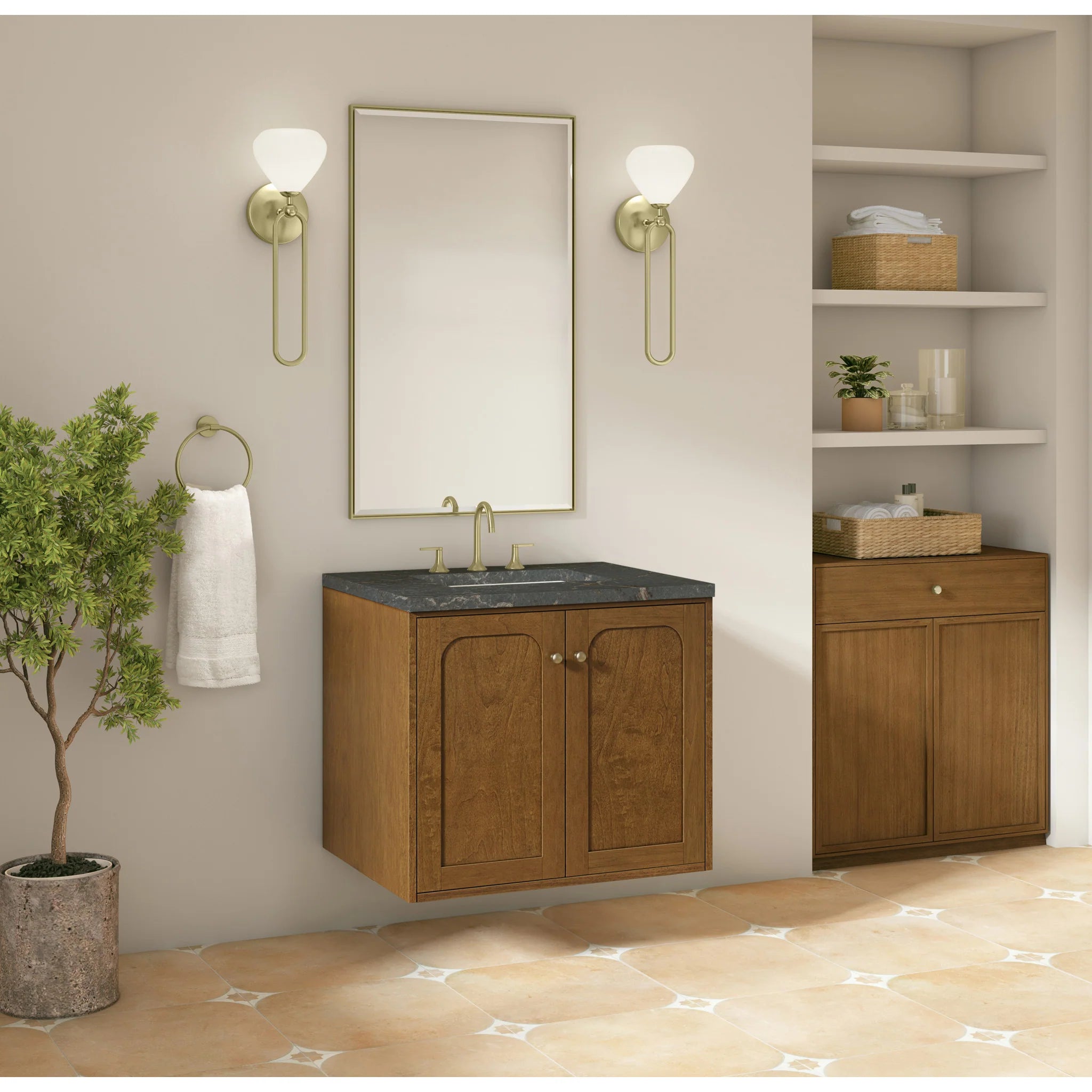 30" Laurent Single Vanity in Honey Oak by James Martin Vanities-Parisien Bleu Silestone 5