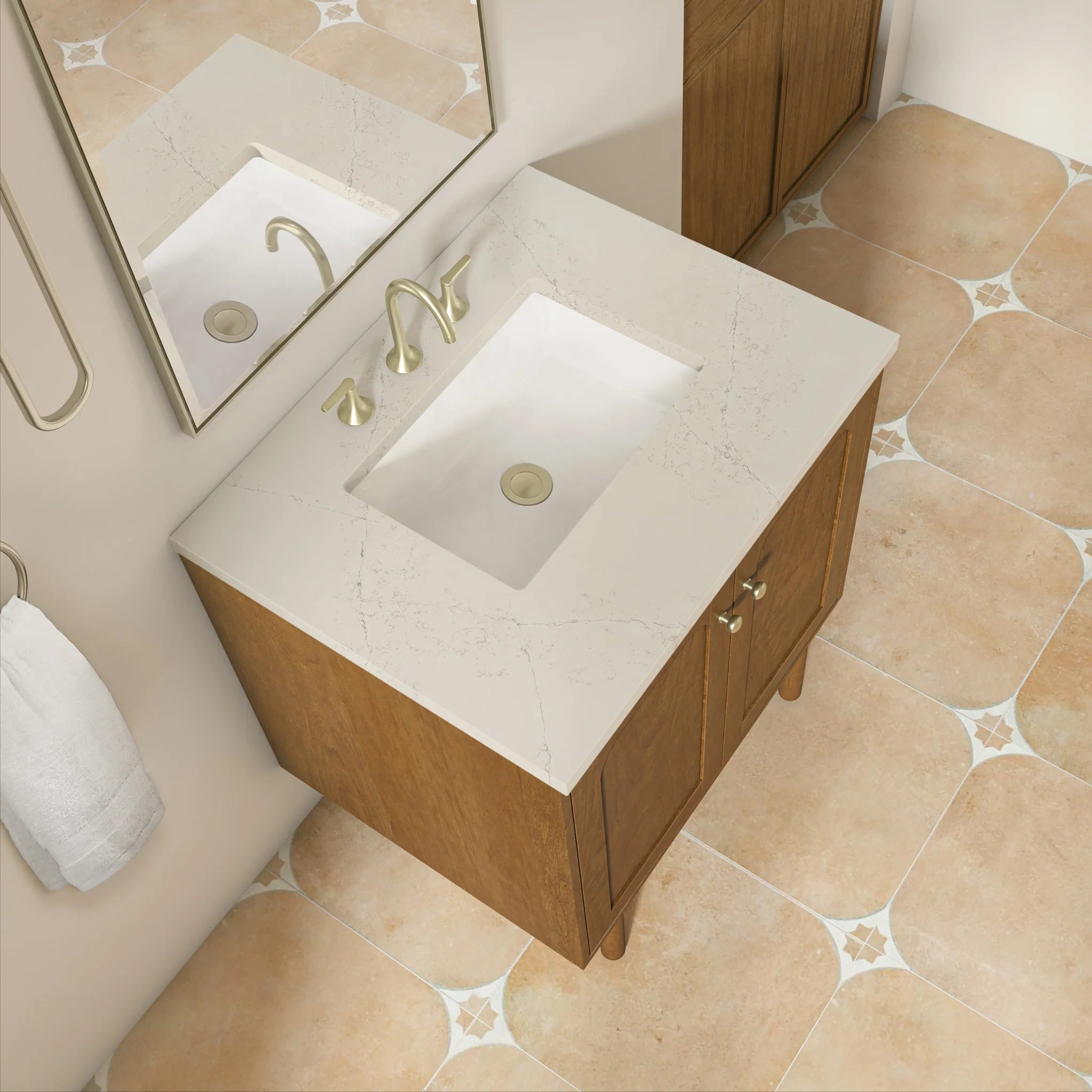 30" Laurent Single Vanity in Honey Oak by James Martin Vanities-Siberian Silestone 8