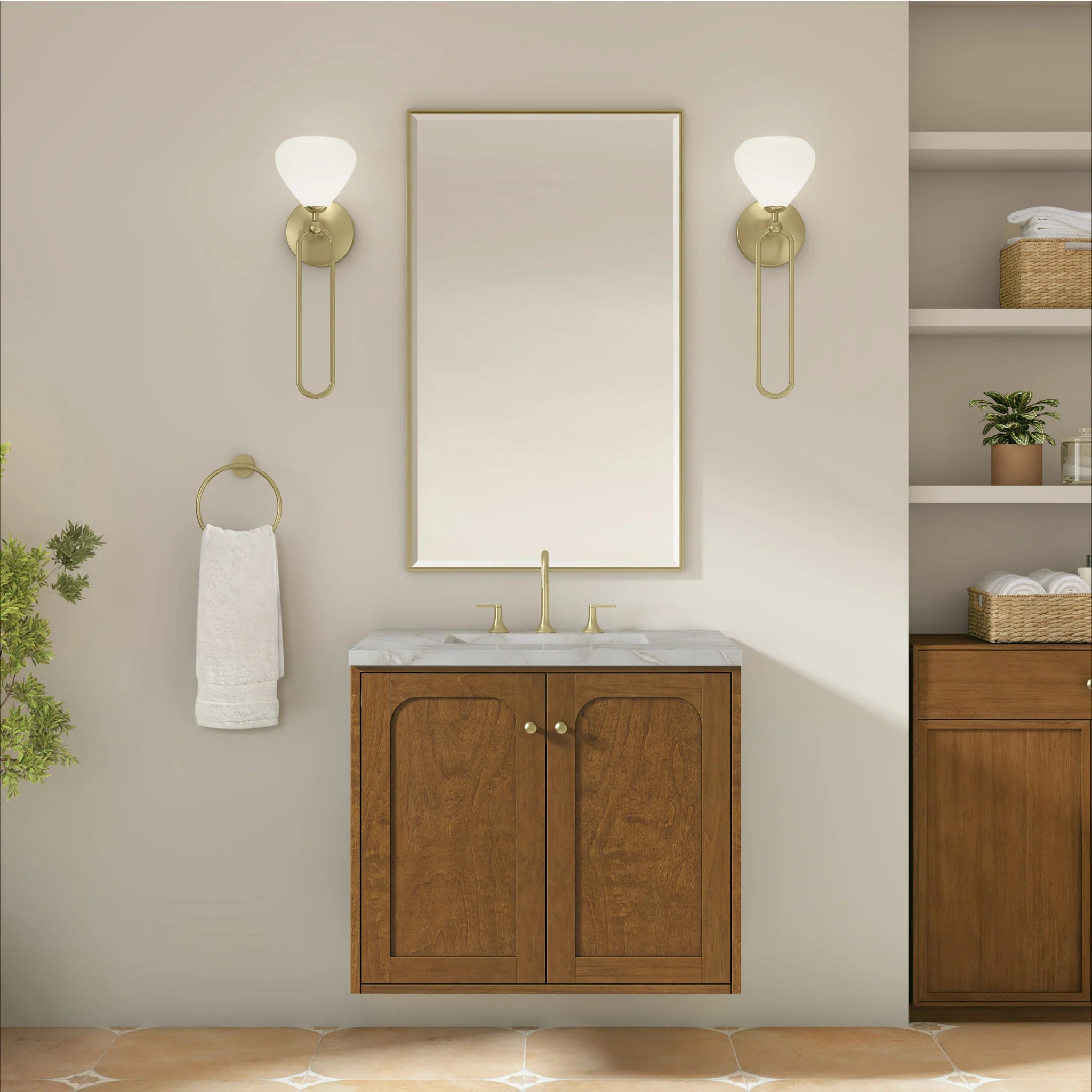 30" Laurent Single Vanity in Honey Oak by James Martin Vanities-Victorian Silver Silestone 3
