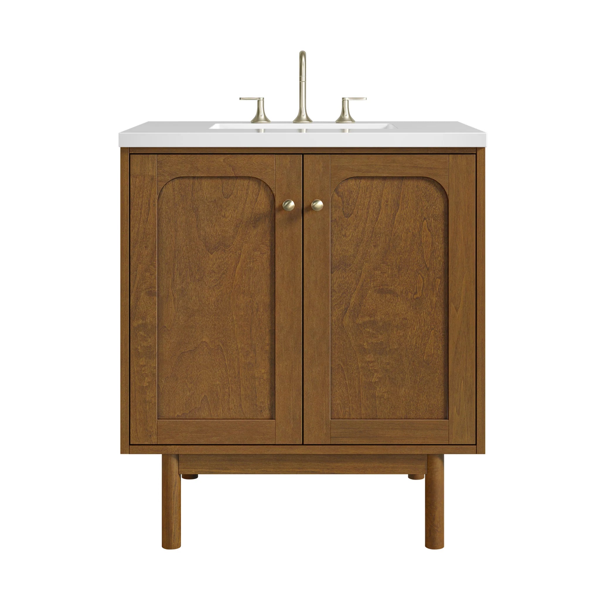 30" Laurent Single Vanity in Honey Oak by James Martin Vanities-White Zeus Silestone 