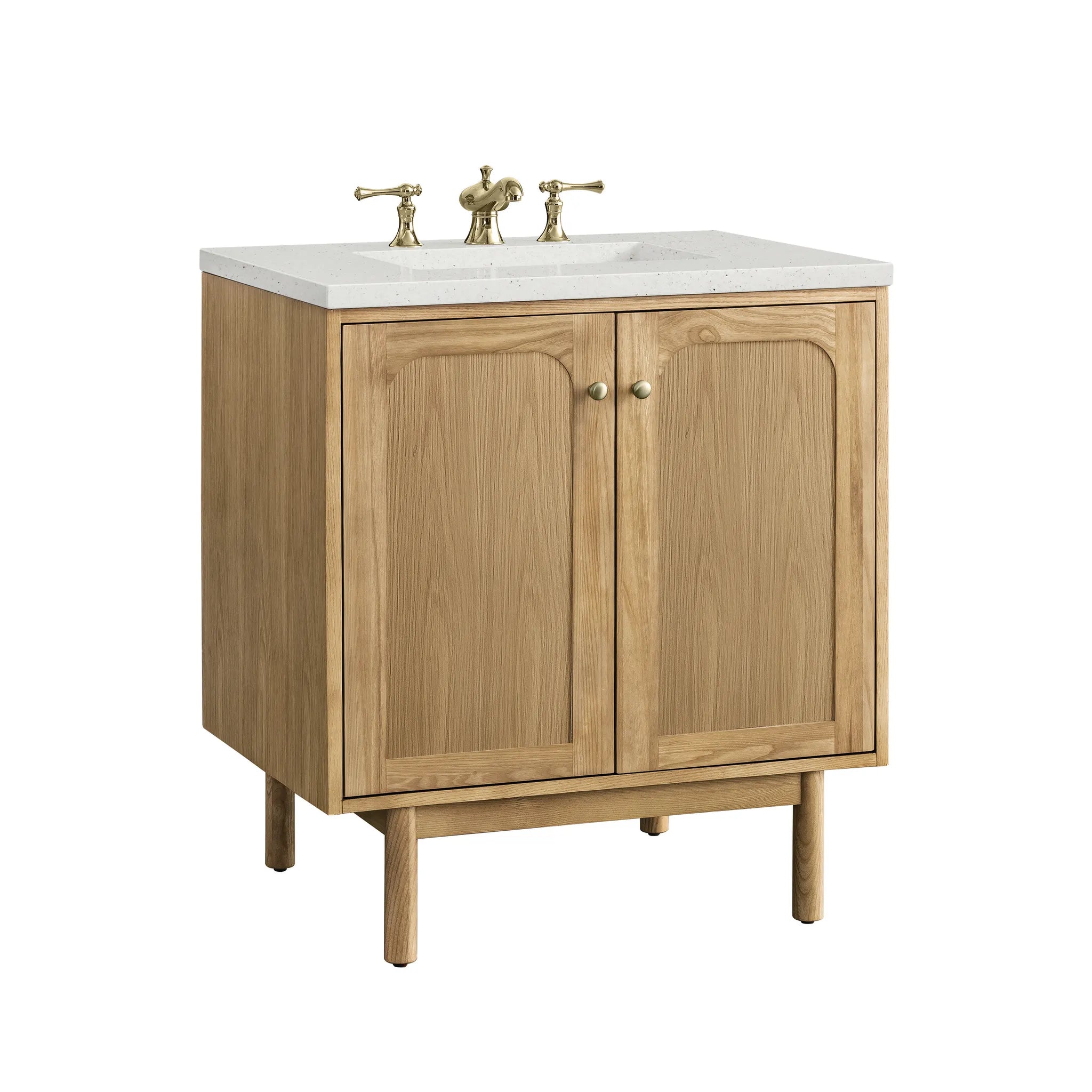 30" Laurent Single Vanity in Light Natural Oak-Lime Delight Silestone-8" Widespread image 11