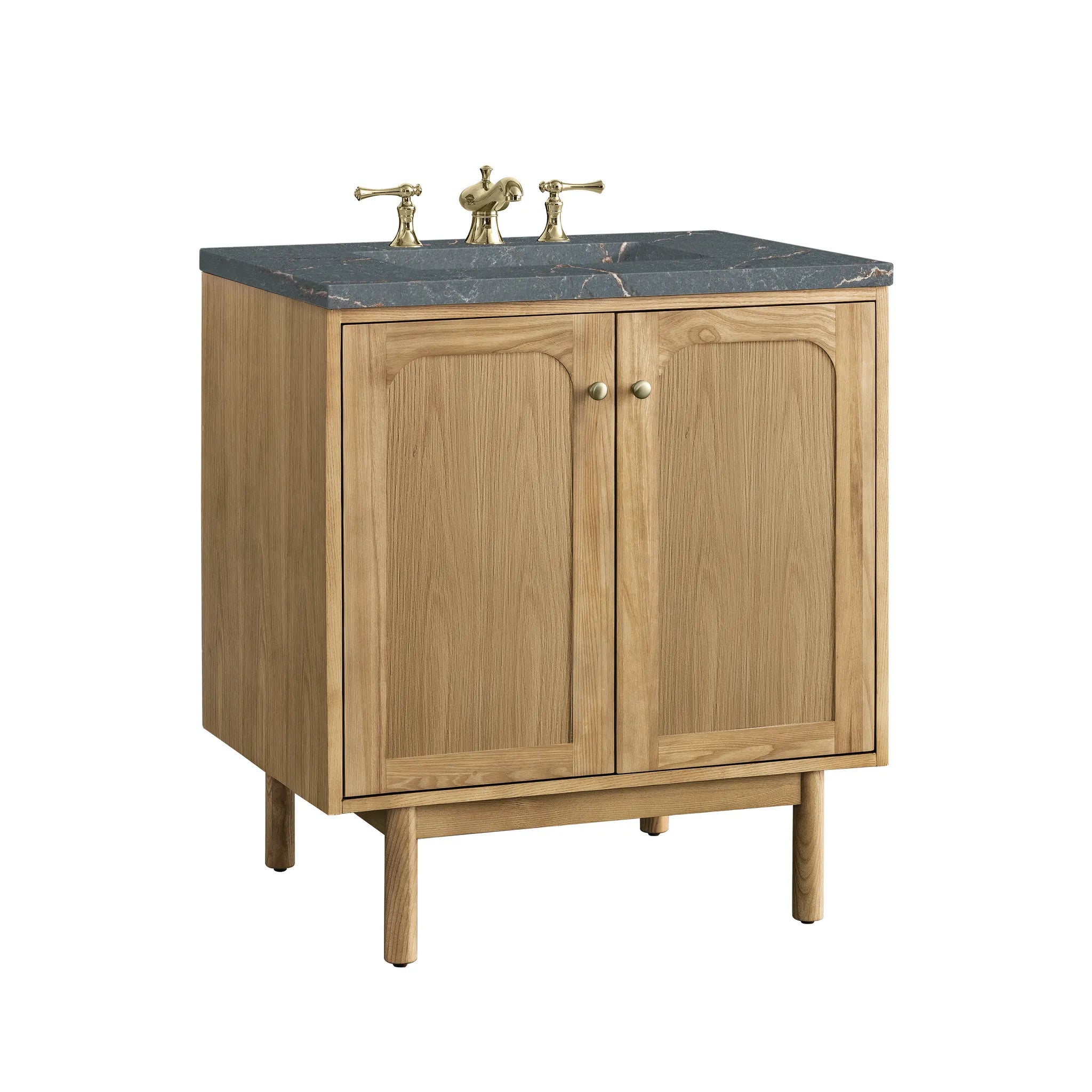 30" Laurent Single Vanity in Light Natural Oak-Parisien Bleu Silestone-8" Widespread image 11