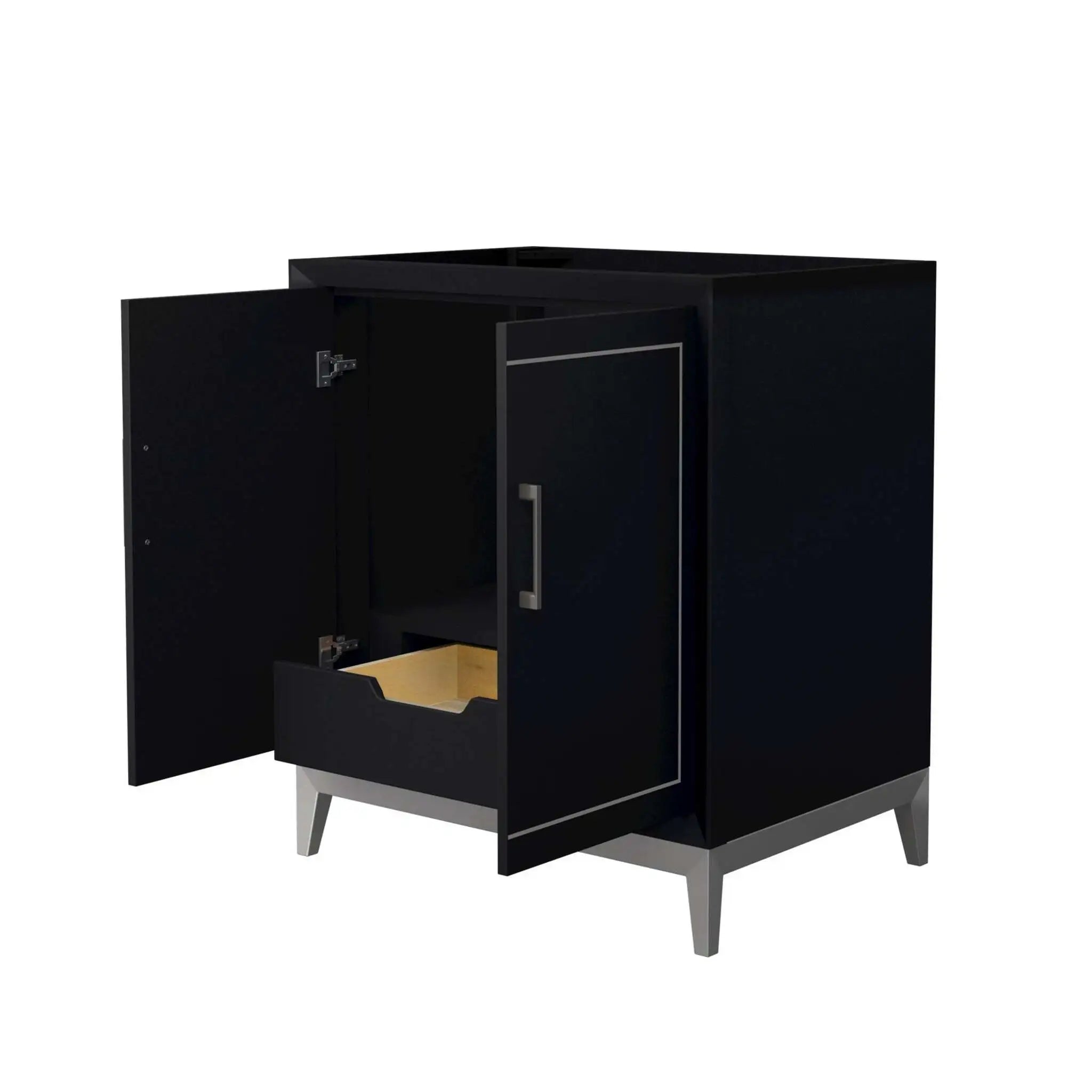 30" Marlena Single Bathroom Vanity in Black with Brushed Nickel Trim by Wyndham