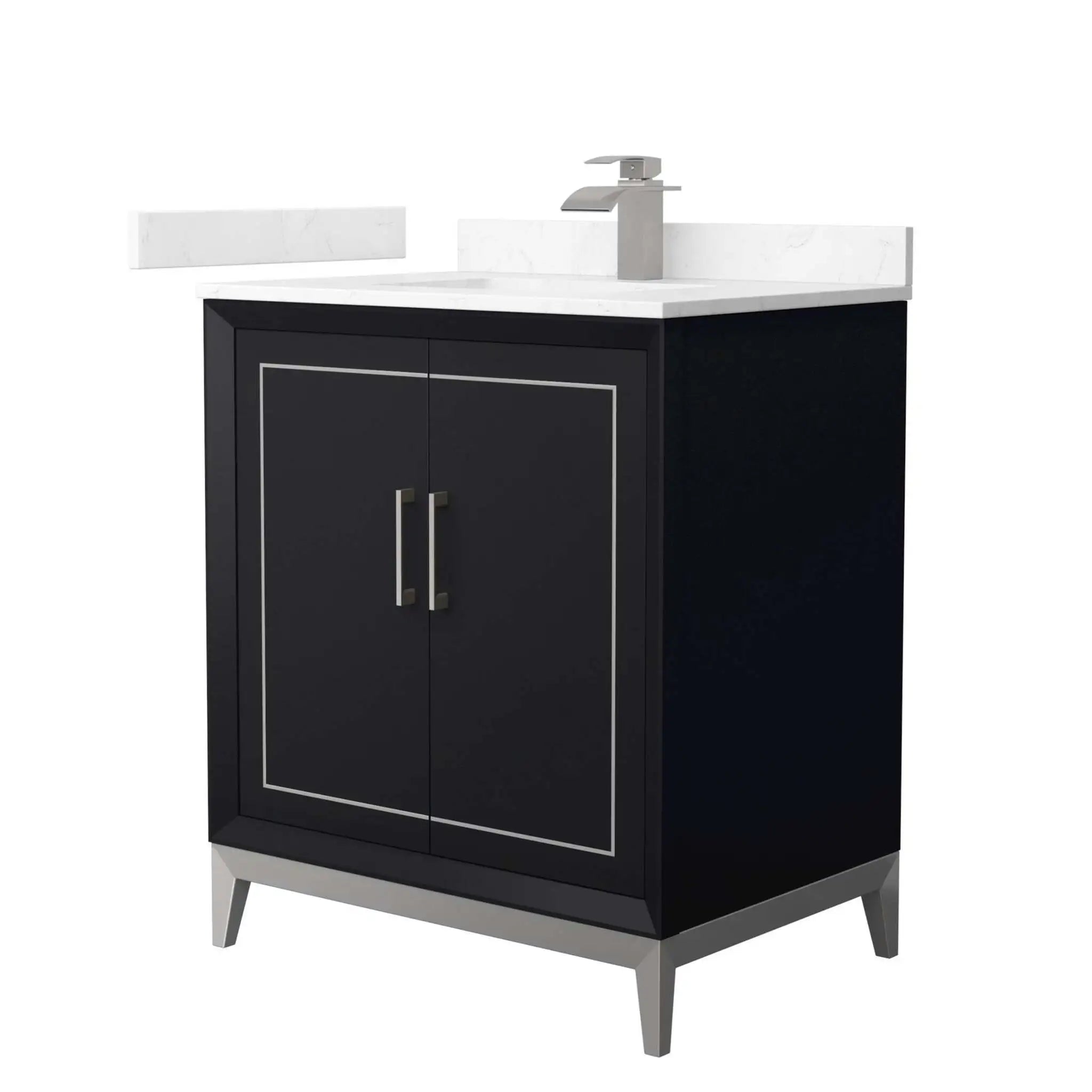 30" Marlena Single Bathroom Vanity in Black with Brushed Nickel Trim by Wyndham