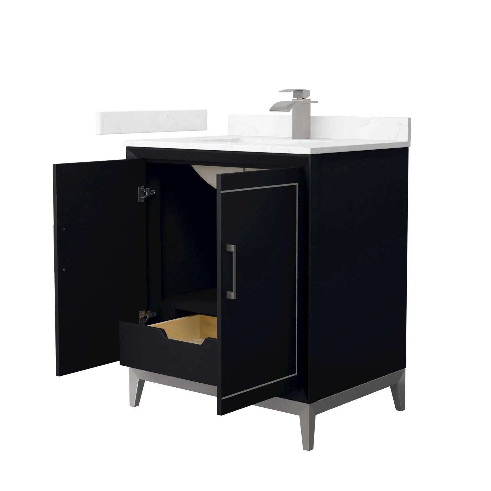 30" Marlena Single Bathroom Vanity in Black with Brushed Nickel Trim by Wyndham