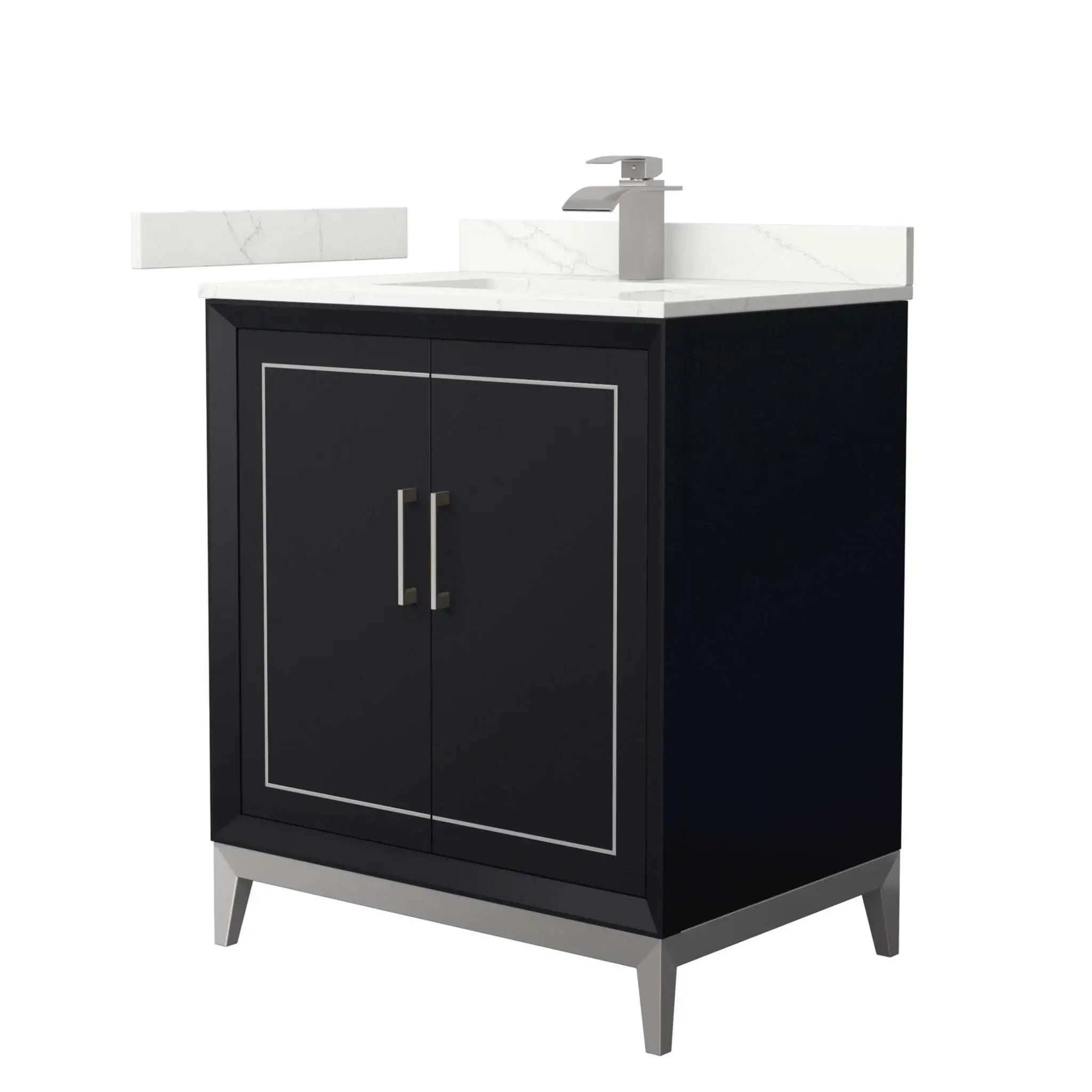 30" Marlena Single Bathroom Vanity in Black with Brushed Nickel Trim by Wyndham