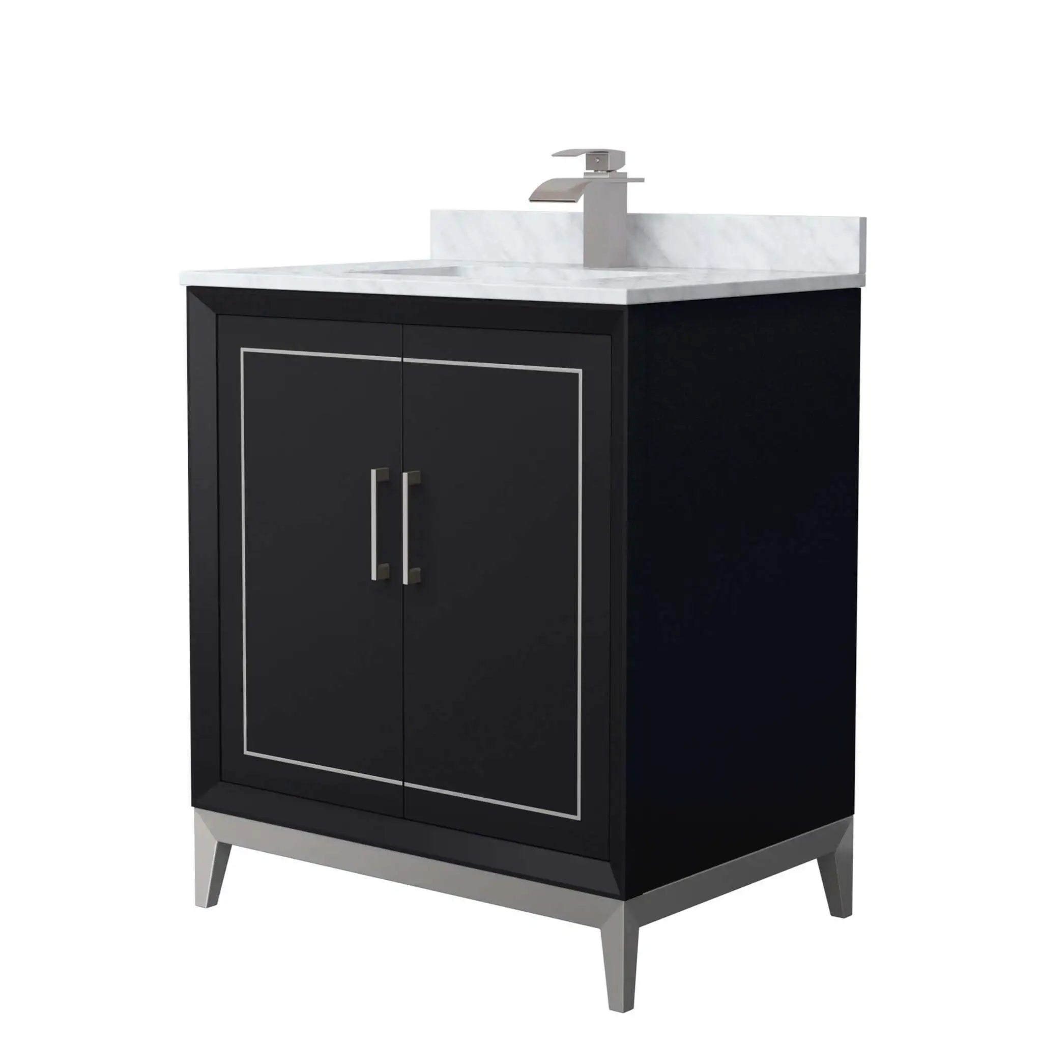 30" Marlena Single Bathroom Vanity in Black with Brushed Nickel Trim by Wyndham