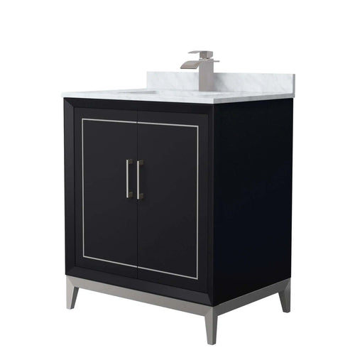 30" Marlena Single Bathroom Vanity in Black with Brushed Nickel Trim by Wyndham