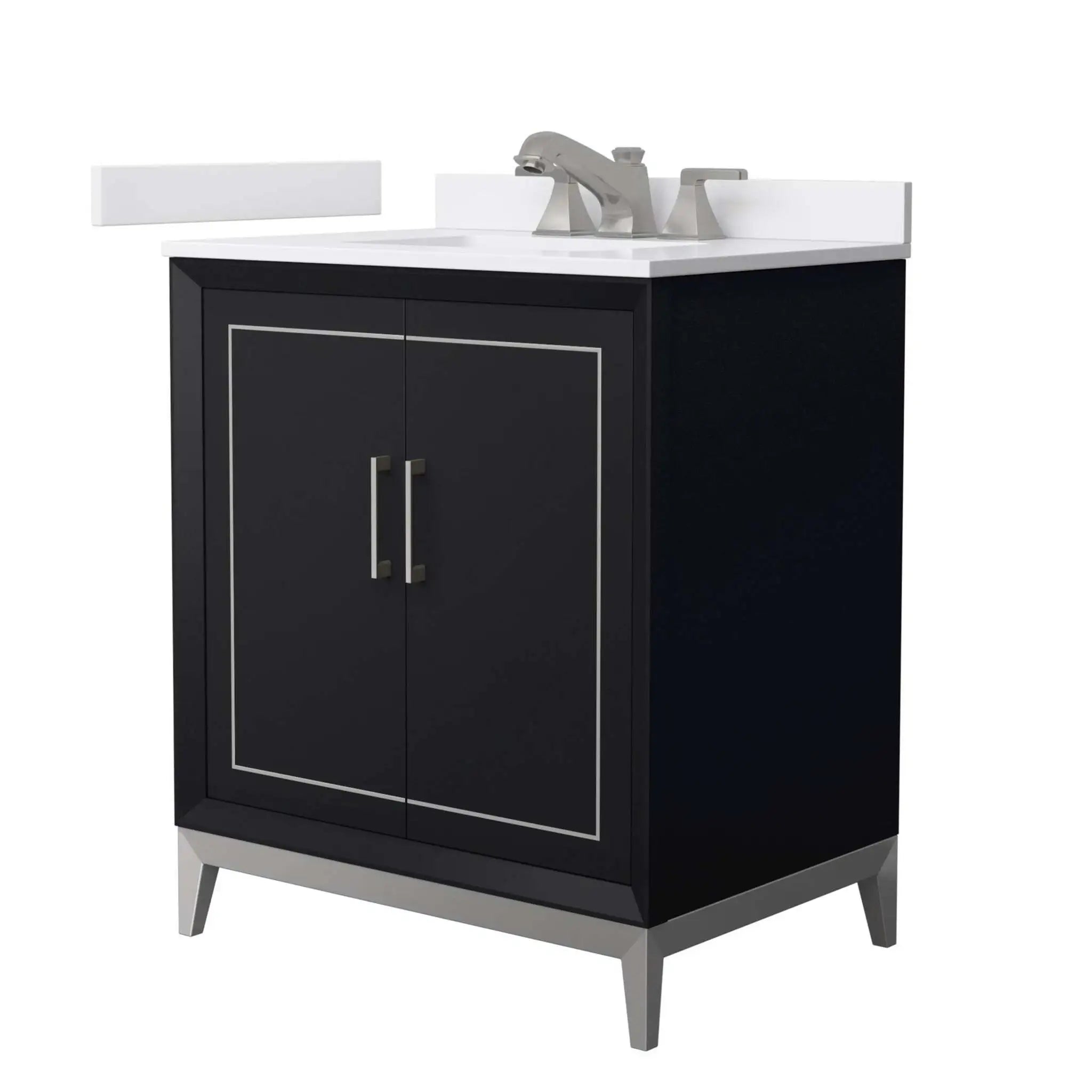 30" Marlena Single Bathroom Vanity in Black with Brushed Nickel Trim by Wyndham