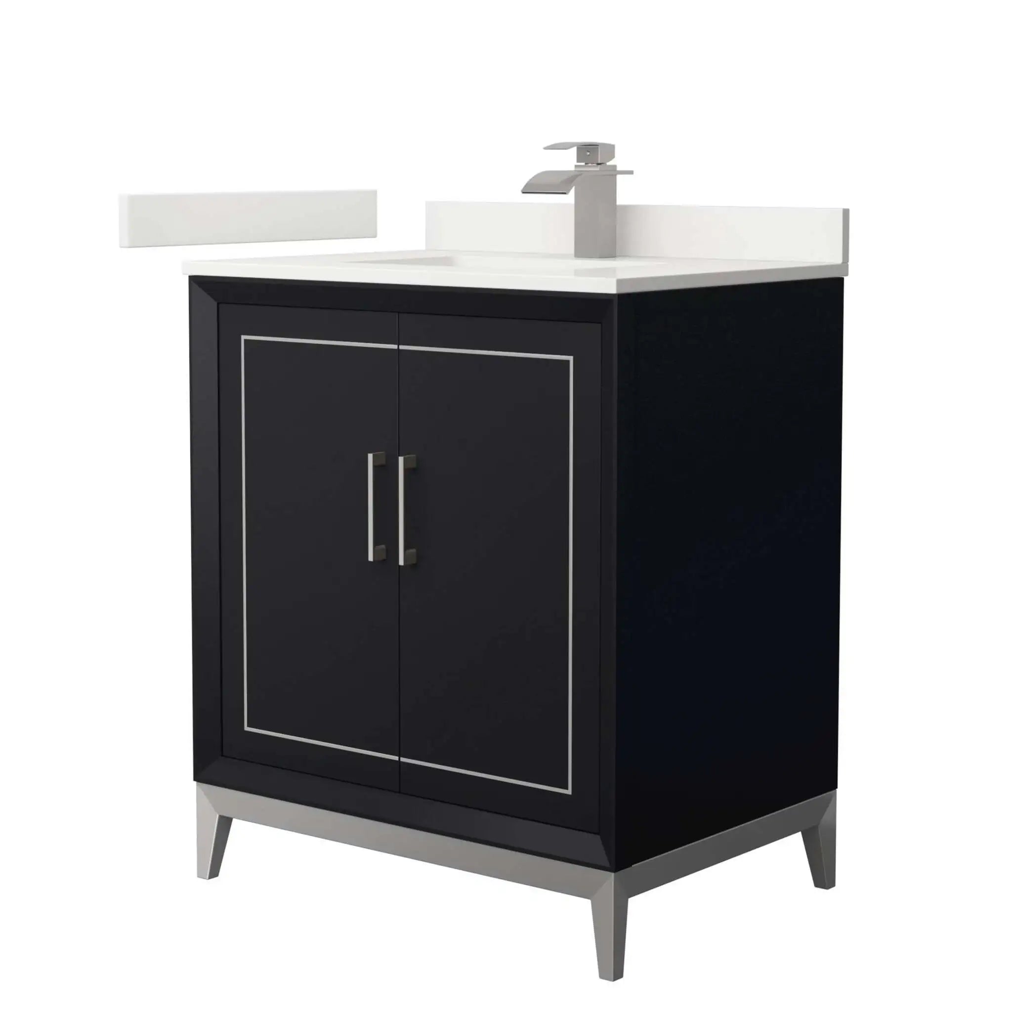 30" Marlena Single Bathroom Vanity in Black with Brushed Nickel Trim by Wyndham