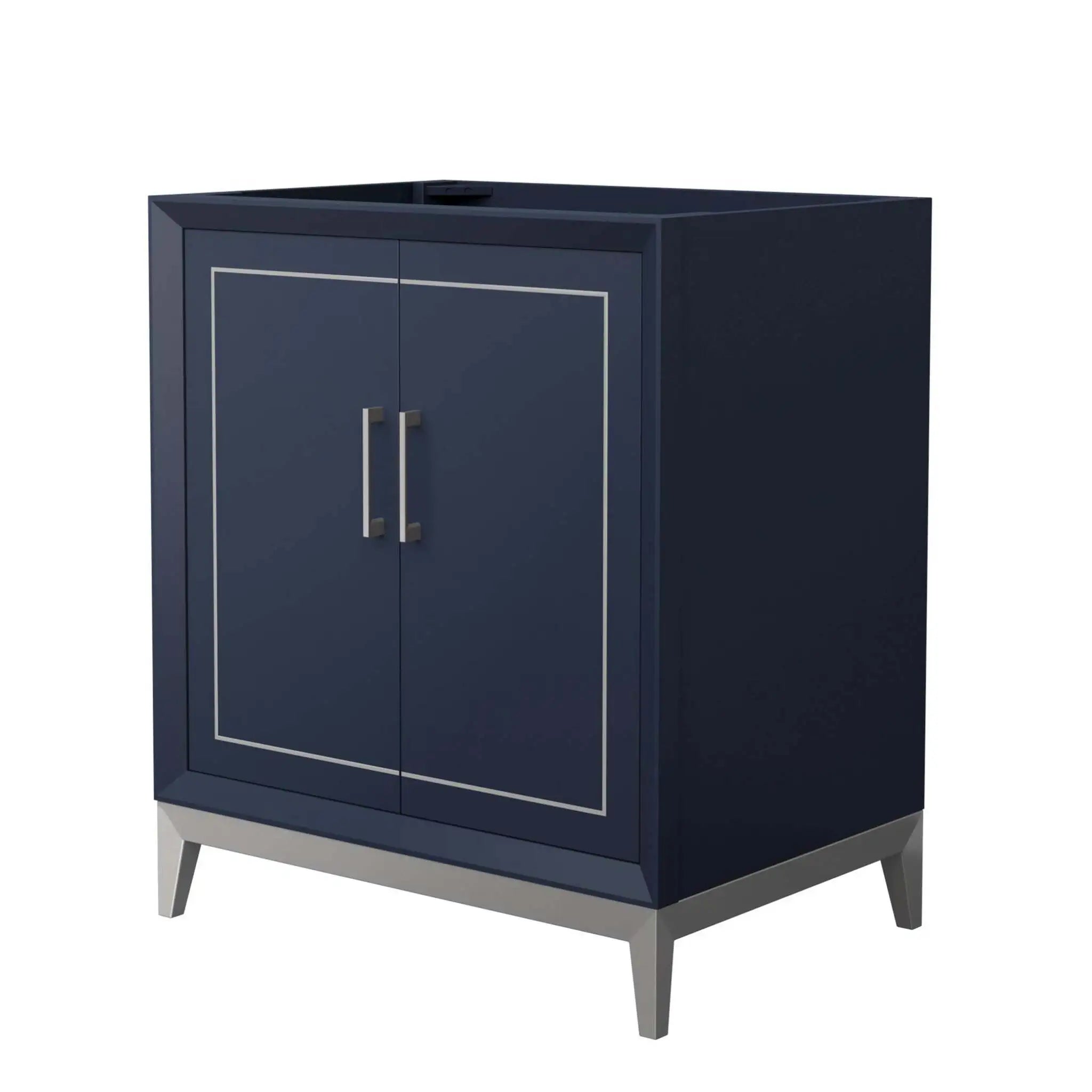 30" Marlena Single Bathroom Vanity in Dark Blue with Brushed Nickel Trim by Wyndham