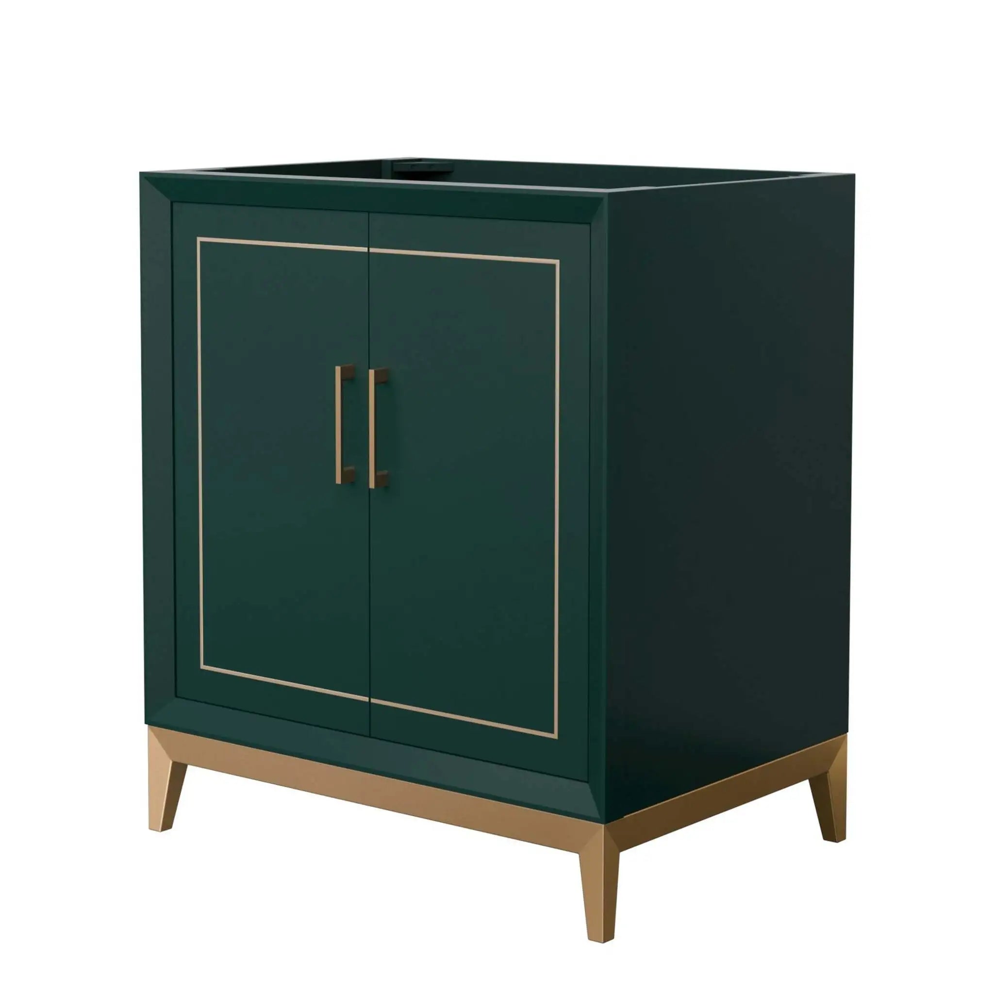30" Marlena Single Bathroom Vanity in Green with Satin Bronze Trim by Wyndham
