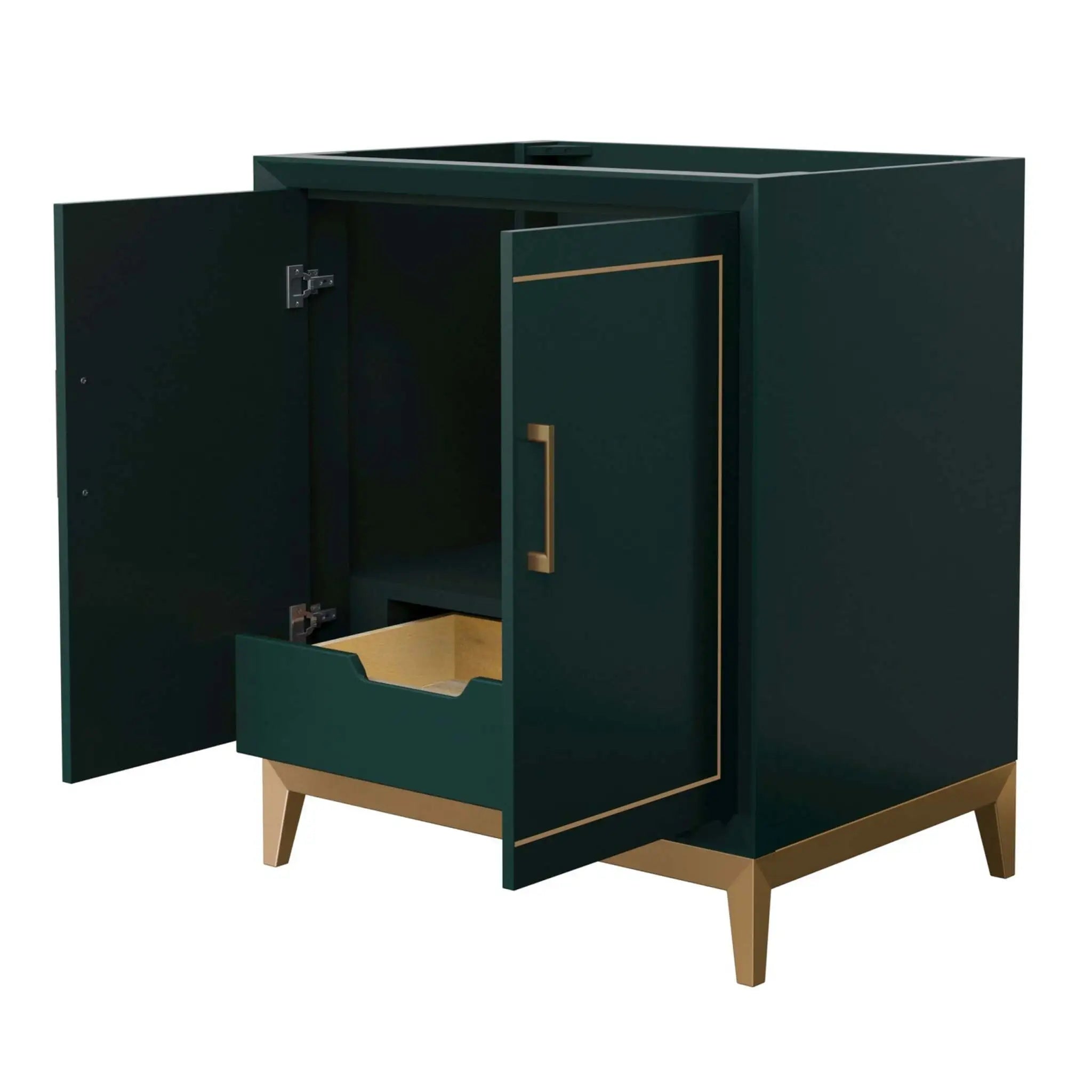 30" Marlena Single Bathroom Vanity in Green with Satin Bronze Trim by Wyndham