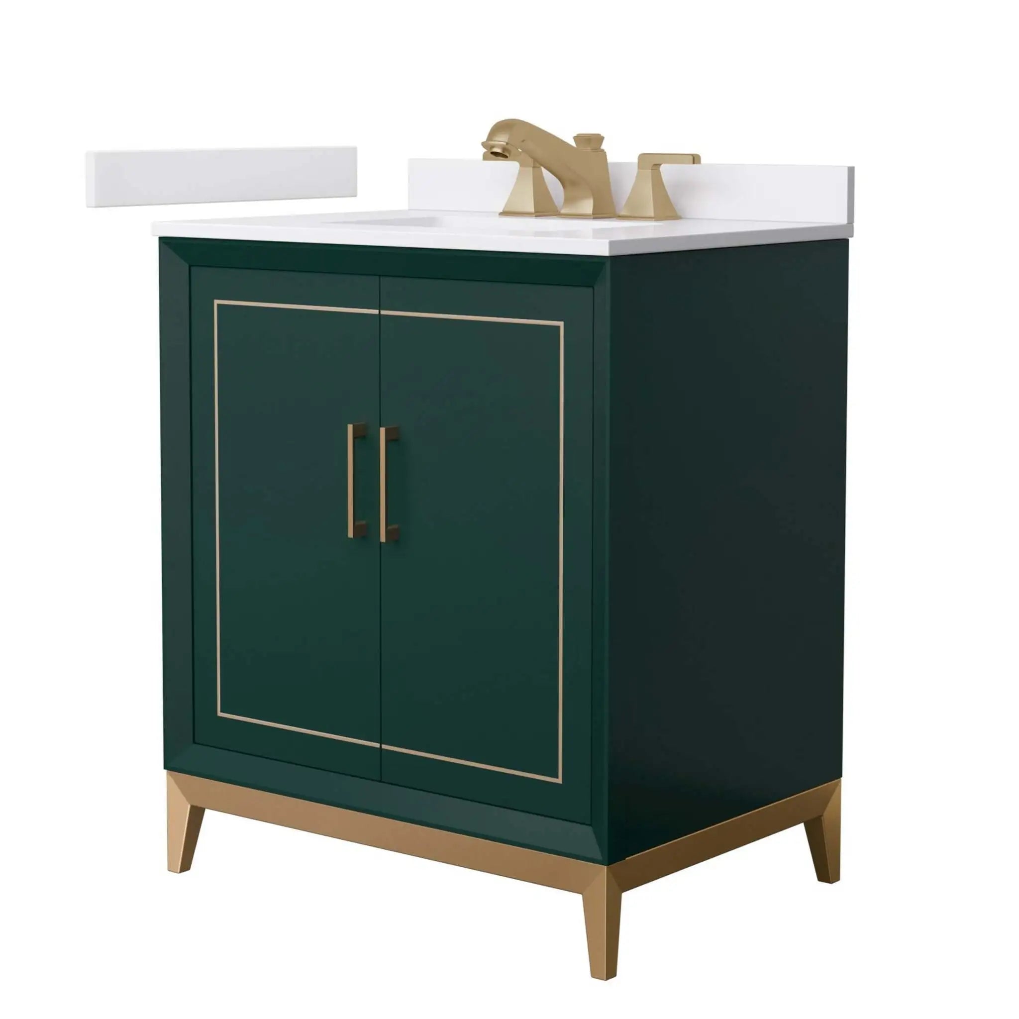 30" Marlena Single Bathroom Vanity in Green with Satin Bronze Trim by Wyndham