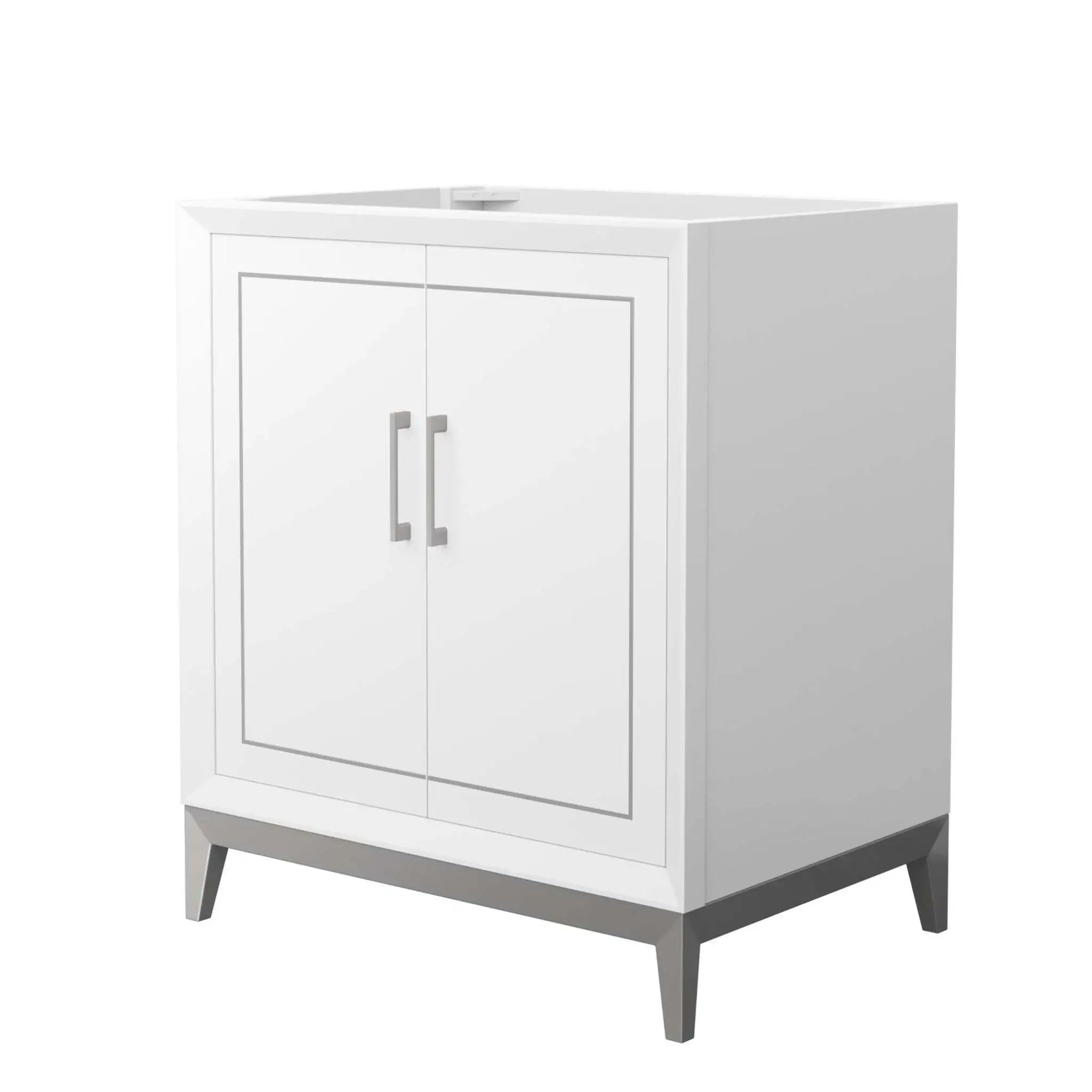 30" Marlena Single Bathroom Vanity in White with Brushed Nickel Trim by Wyndham