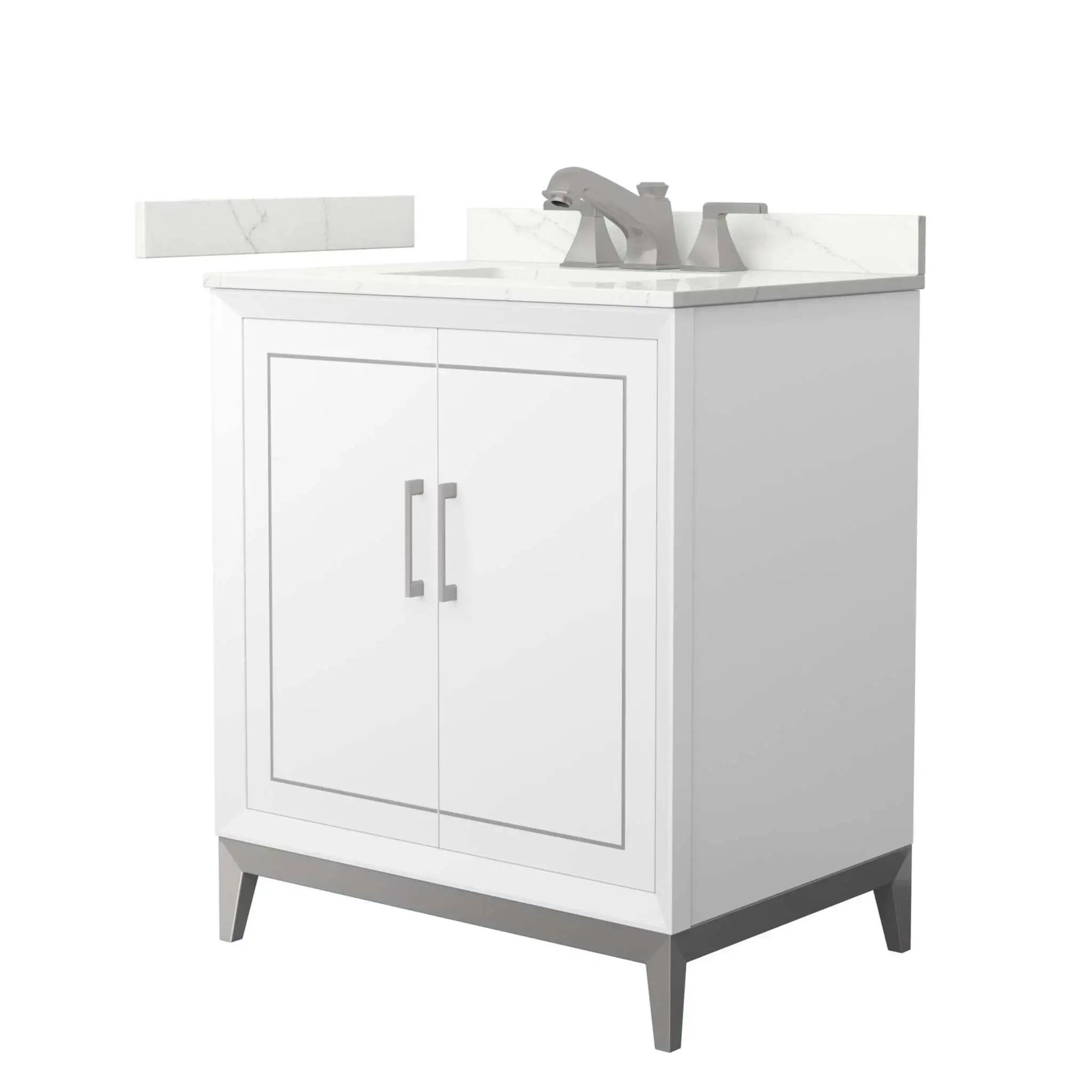 30" Marlena Single Bathroom Vanity in White with Brushed Nickel Trim by Wyndham