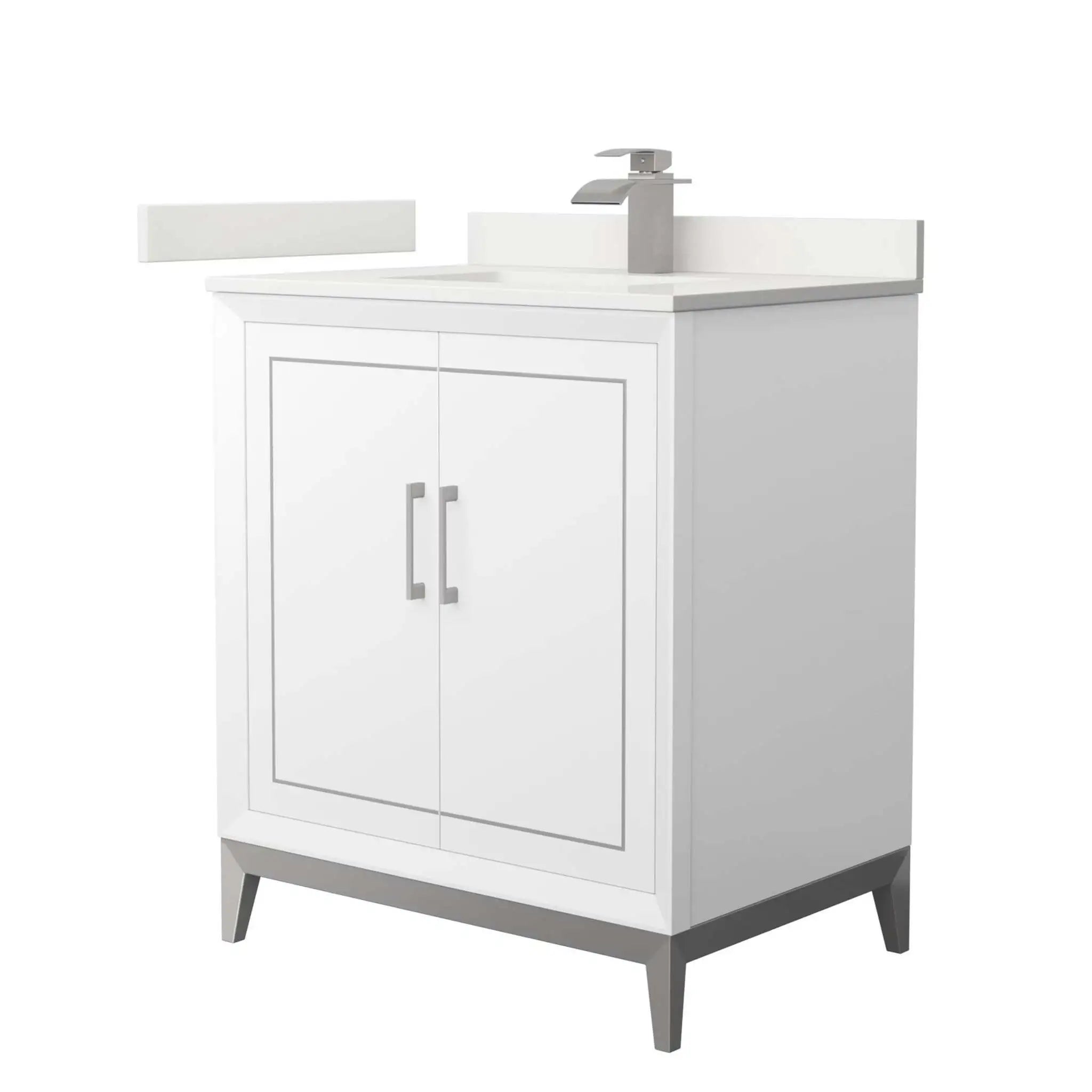 30" Marlena Single Bathroom Vanity in White with Brushed Nickel Trim by Wyndham