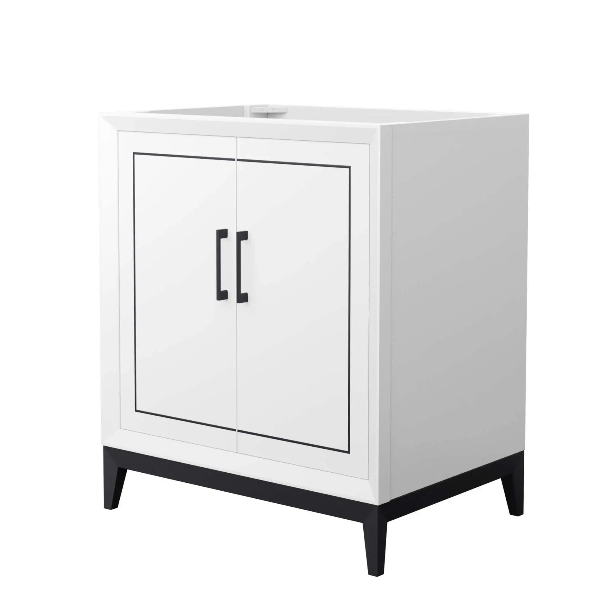 30" Marlena Single Bathroom Vanity in White with Matte Black Trim by Wyndham