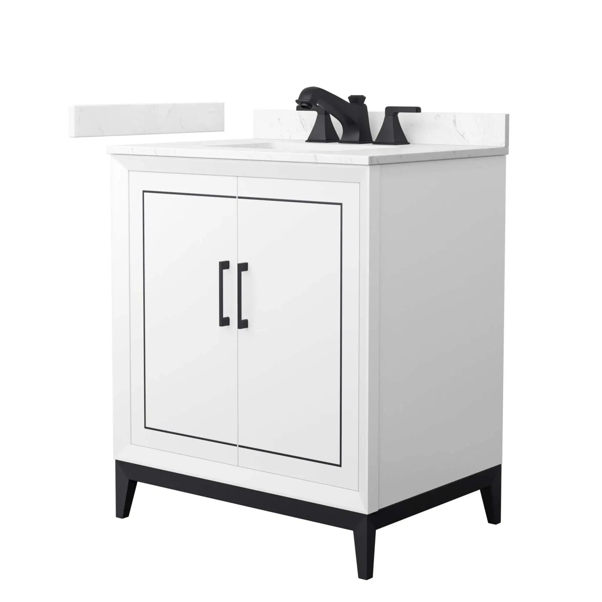 30" Marlena Single Bathroom Vanity in White with Matte Black Trim by Wyndham