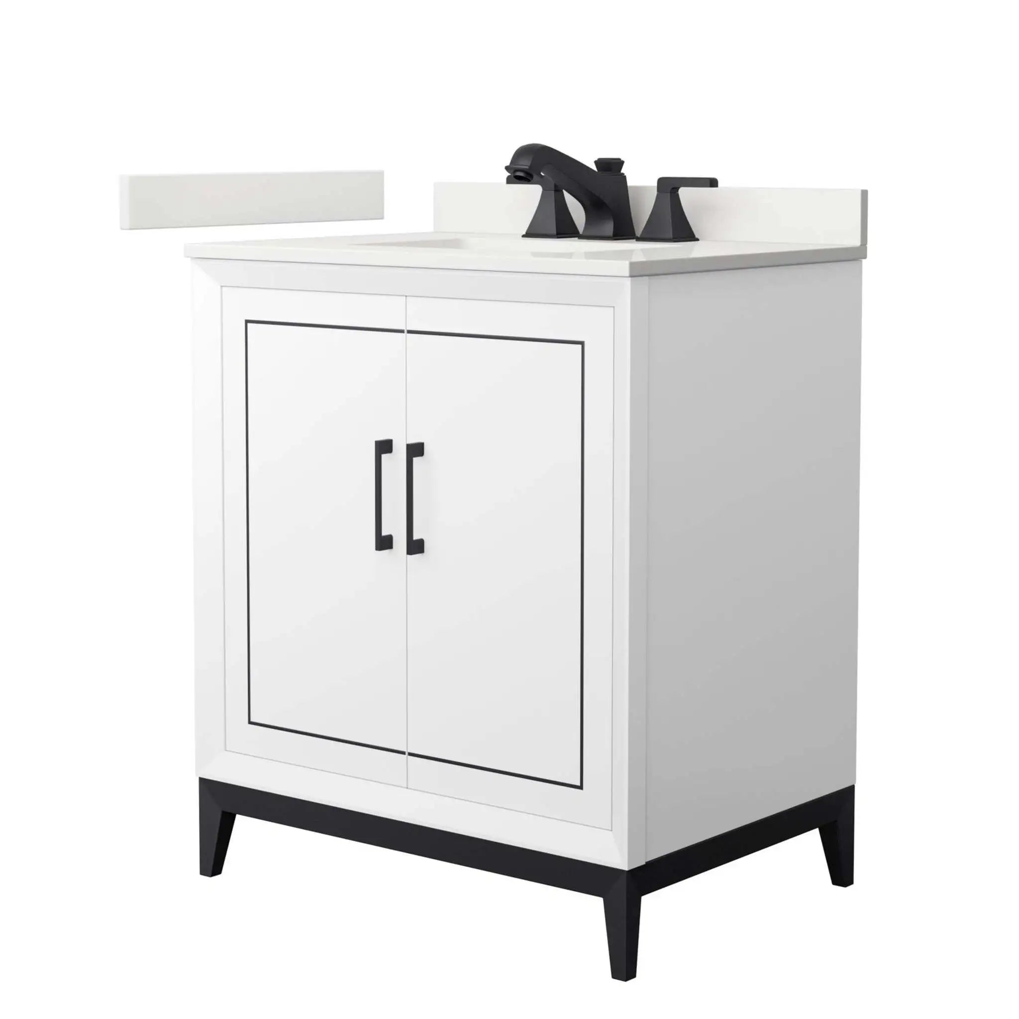 30" Marlena Single Bathroom Vanity in White with Matte Black Trim by Wyndham