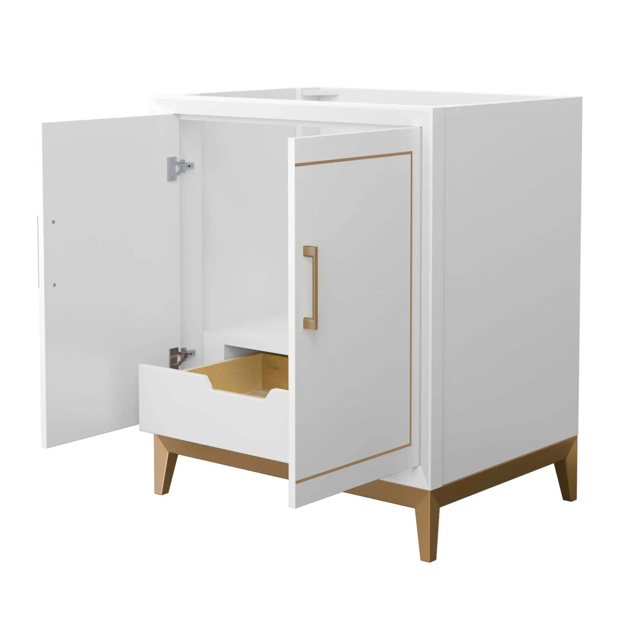 30" Marlena Single Bathroom Vanity in White with Satin Bronze Trim by Wyndham
