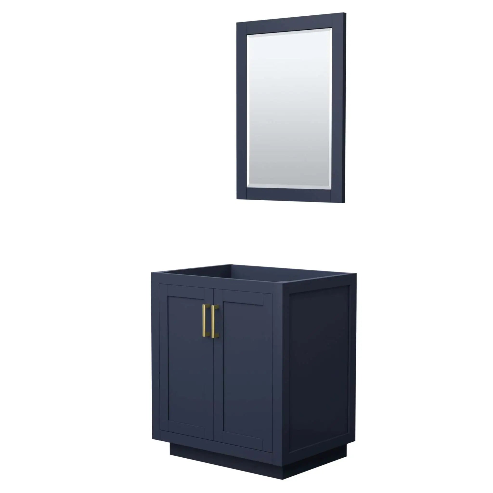30" Miranda Single Bathroom Vanity in Dark Blue with Brushed Gold Trim & 24" Mirror by Wyndham