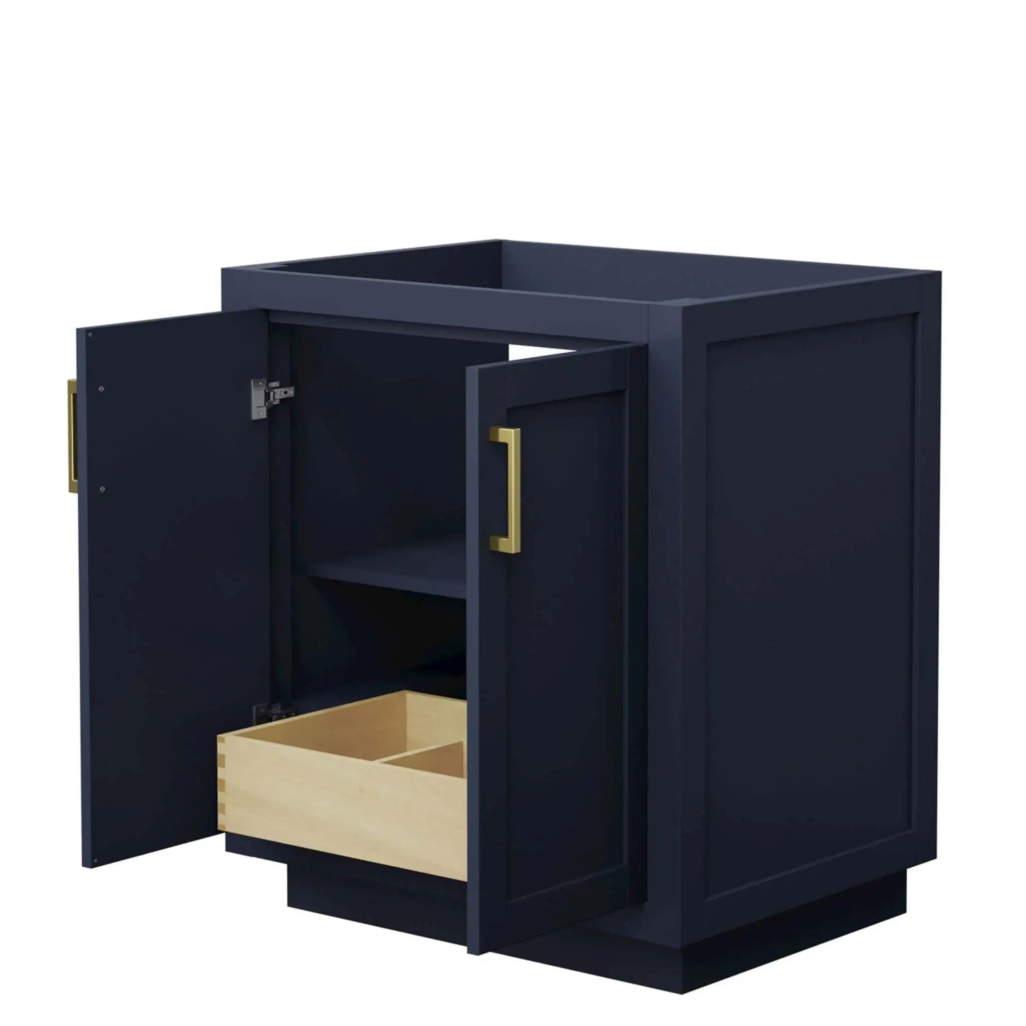 30" Miranda Single Bathroom Vanity in Dark Blue with Brushed Gold Trim by Wyndham