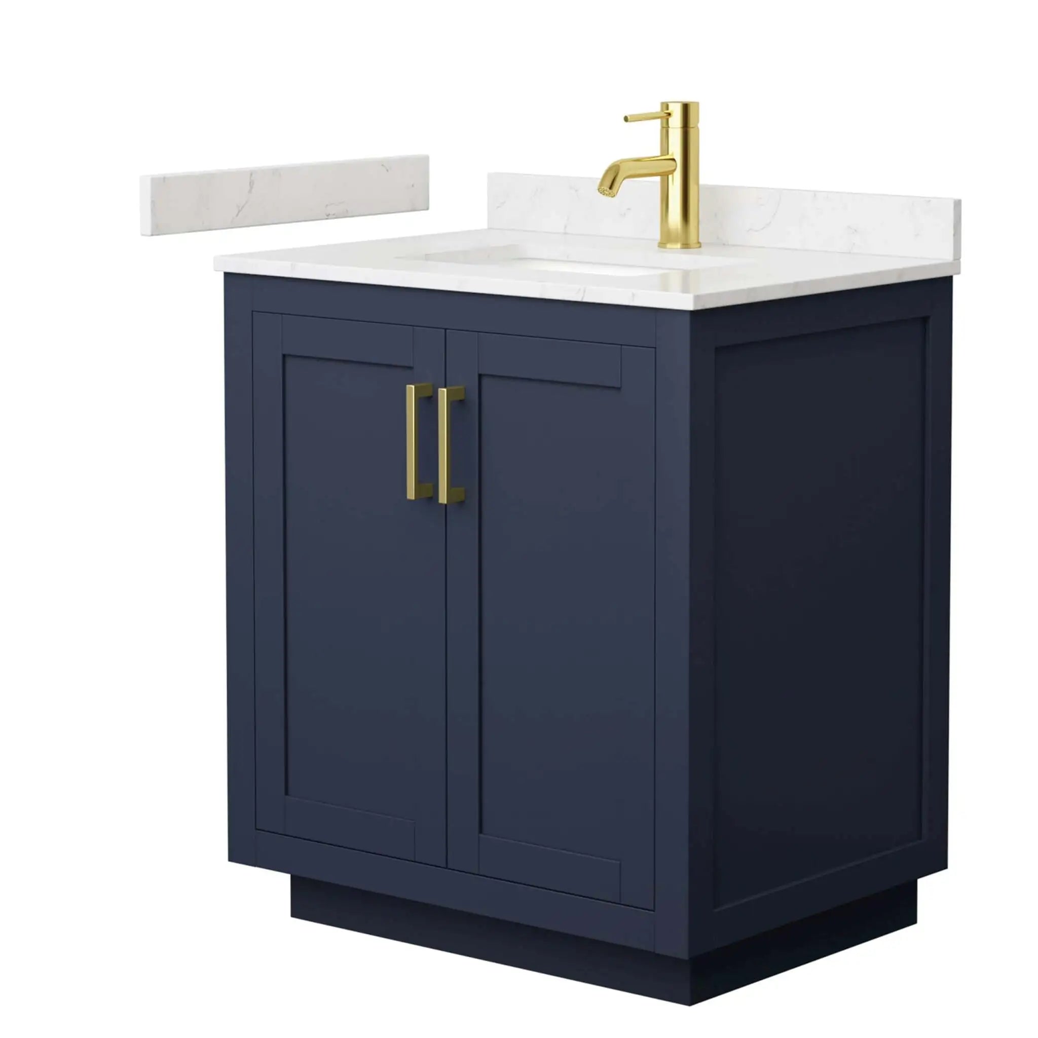 30" Miranda Single Bathroom Vanity in Dark Blue with Brushed Gold Trim by Wyndham