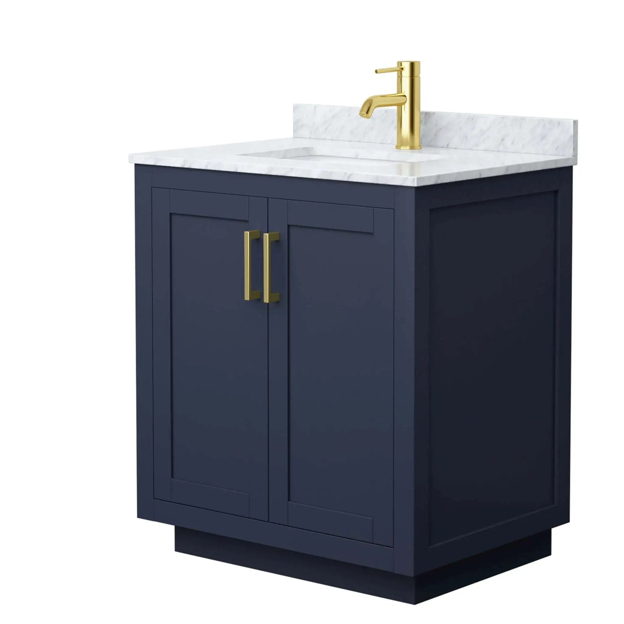 30" Miranda Single Bathroom Vanity in Dark Blue with Brushed Gold Trim by Wyndham