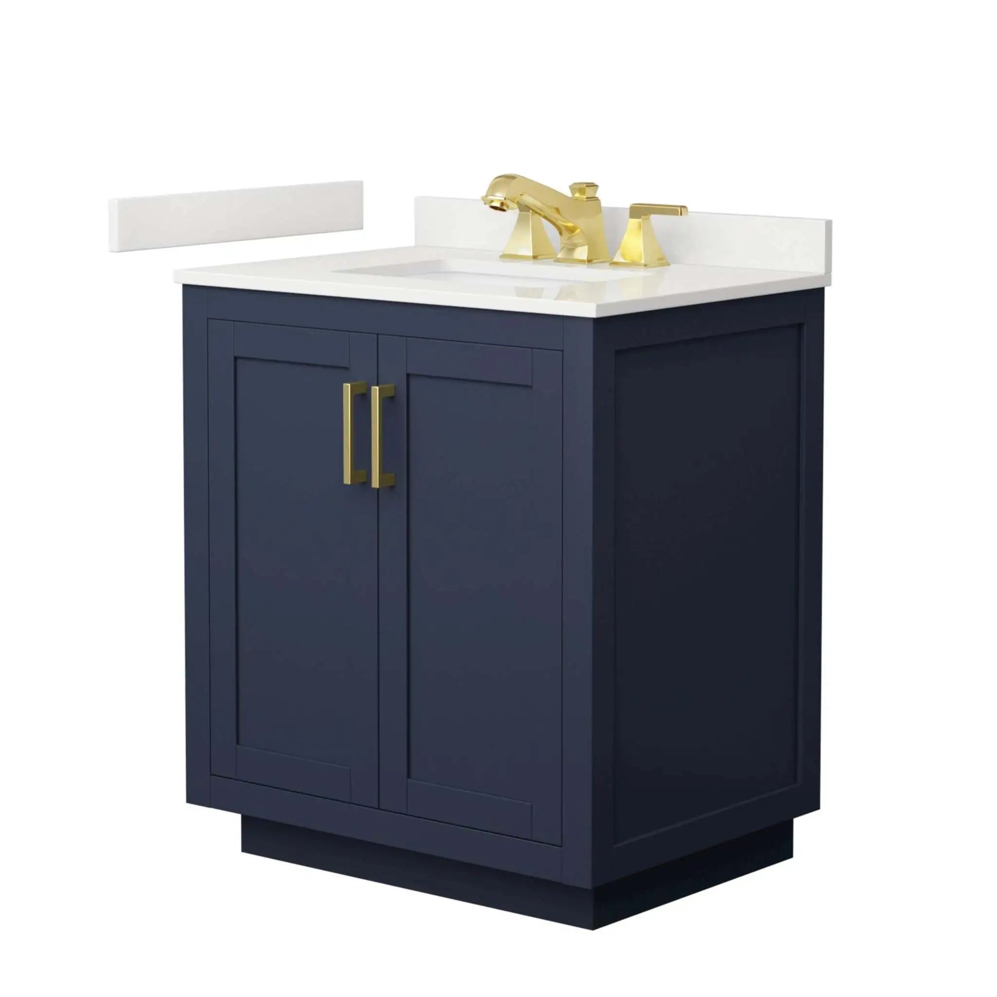 30" Miranda Single Bathroom Vanity in Dark Blue with Brushed Gold Trim by Wyndham