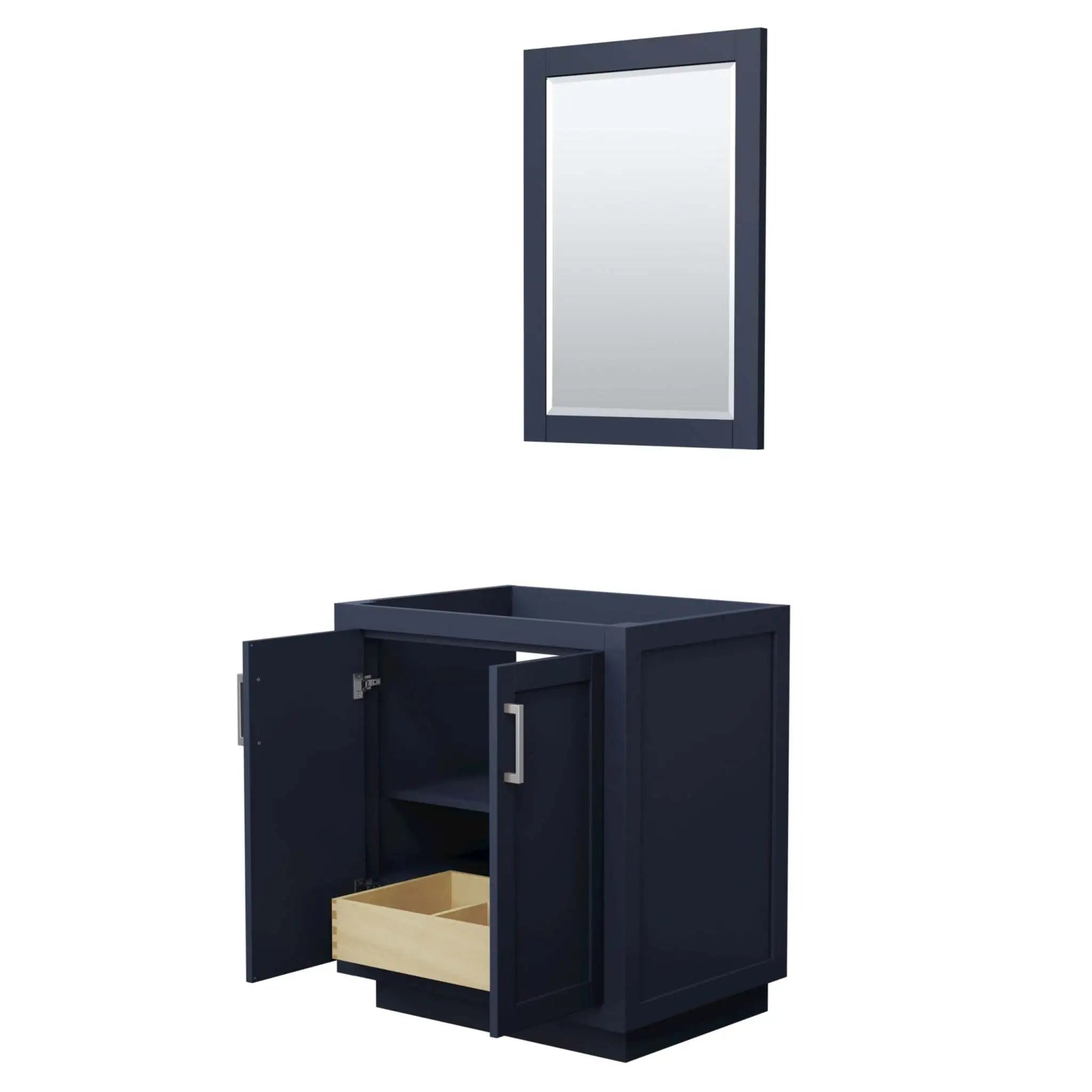 30" Miranda Single Bathroom Vanity in Dark Blue with Brushed Nickel Trim & 24" Mirror by Wyndham