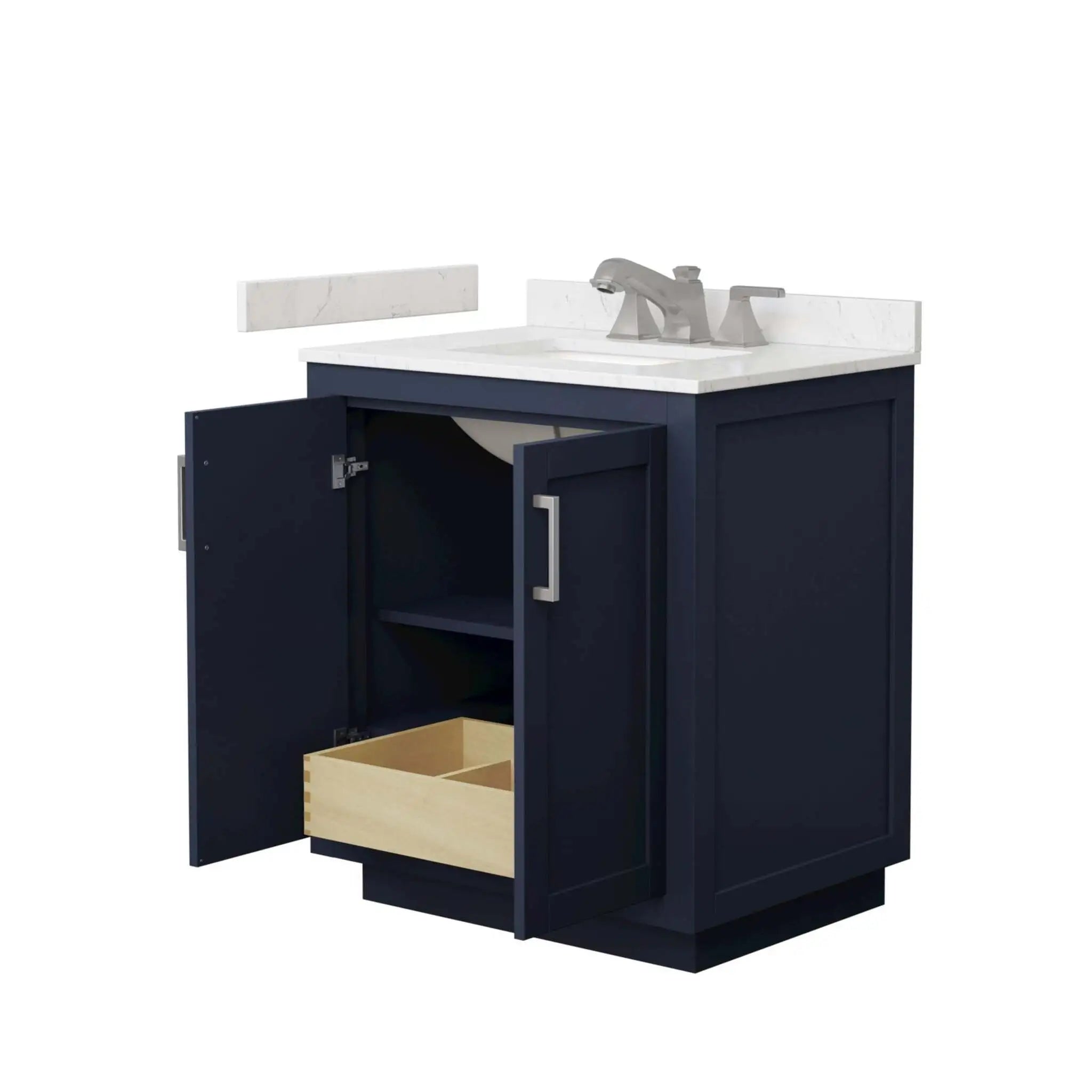 30" Miranda Single Bathroom Vanity in Dark Blue with Brushed Nickel Trim by Wyndham