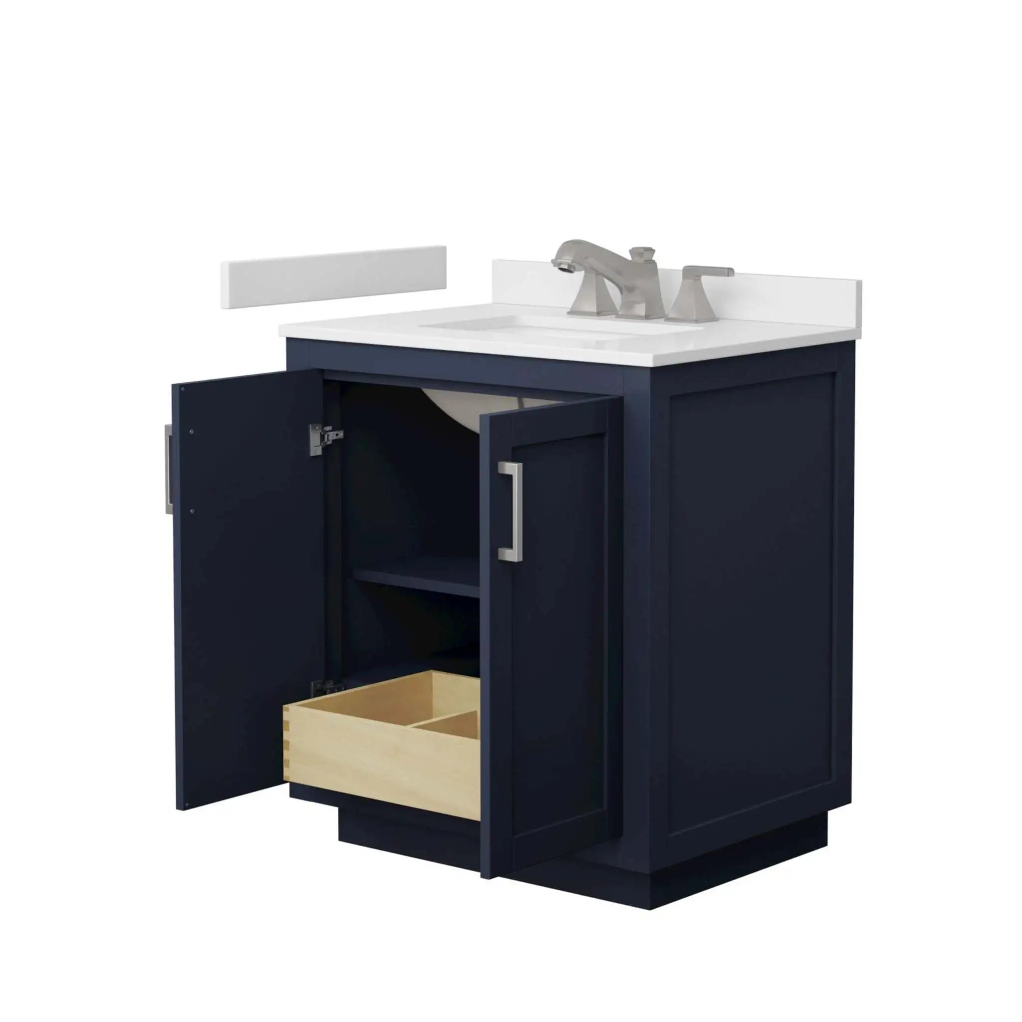 30" Miranda Single Bathroom Vanity in Dark Blue with Brushed Nickel Trim by Wyndham