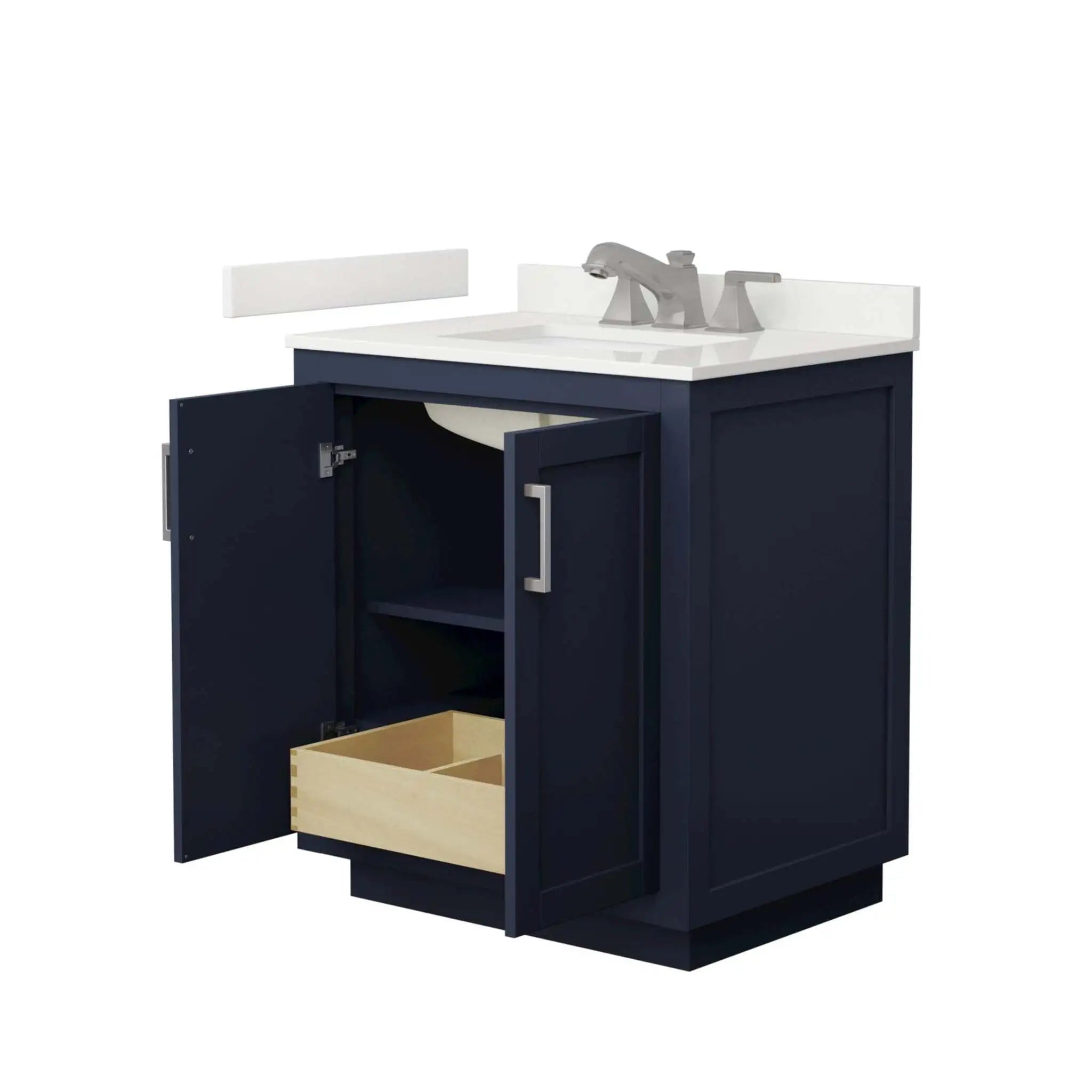 30" Miranda Single Bathroom Vanity in Dark Blue with Brushed Nickel Trim by Wyndham