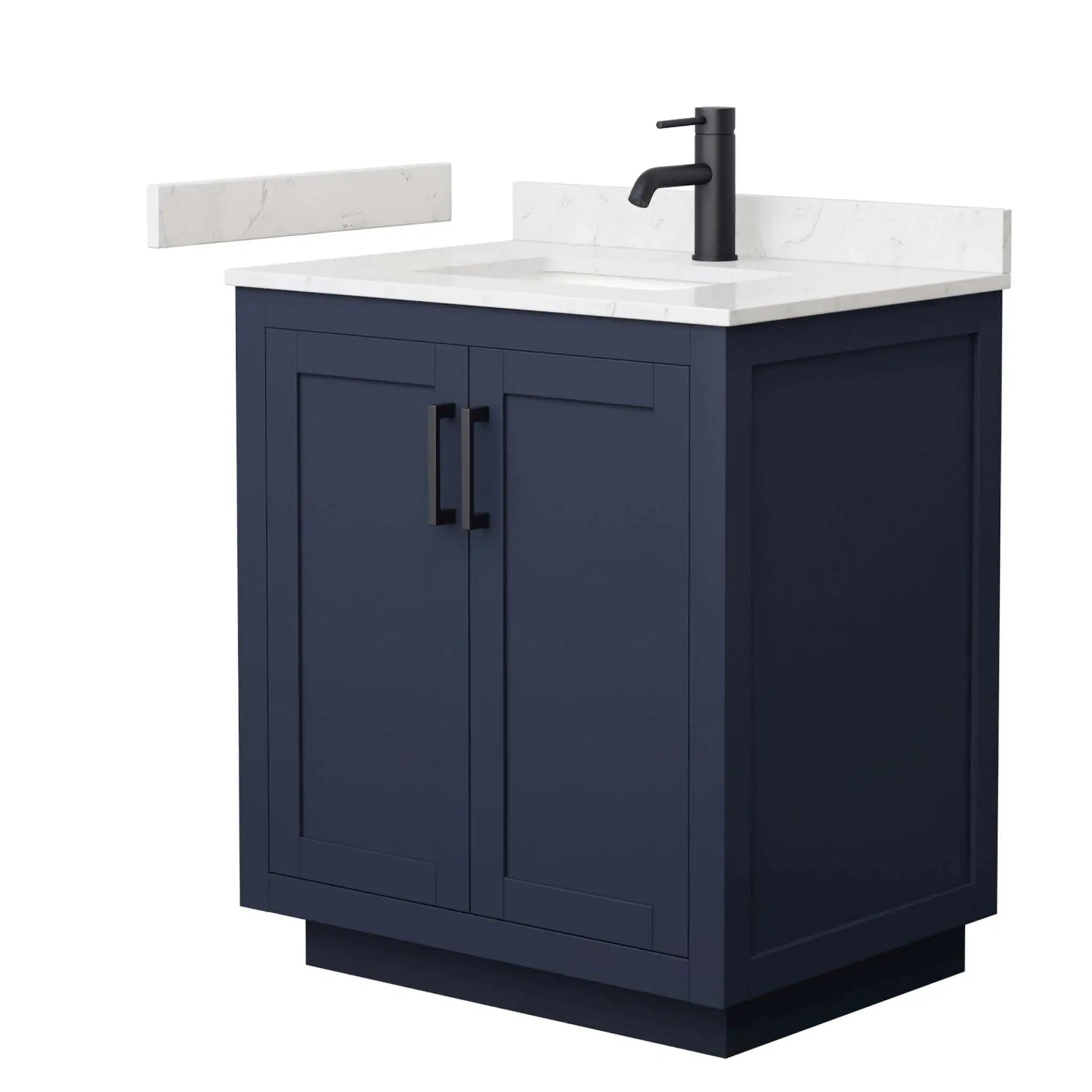 30" Miranda Single Bathroom Vanity in Dark Blue with Matte Black Trim by Wyndham