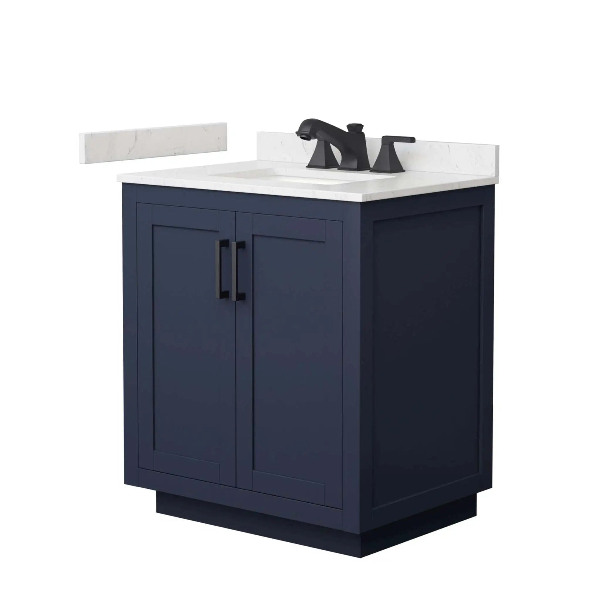 30" Miranda Single Bathroom Vanity in Dark Blue with Matte Black Trim by Wyndham