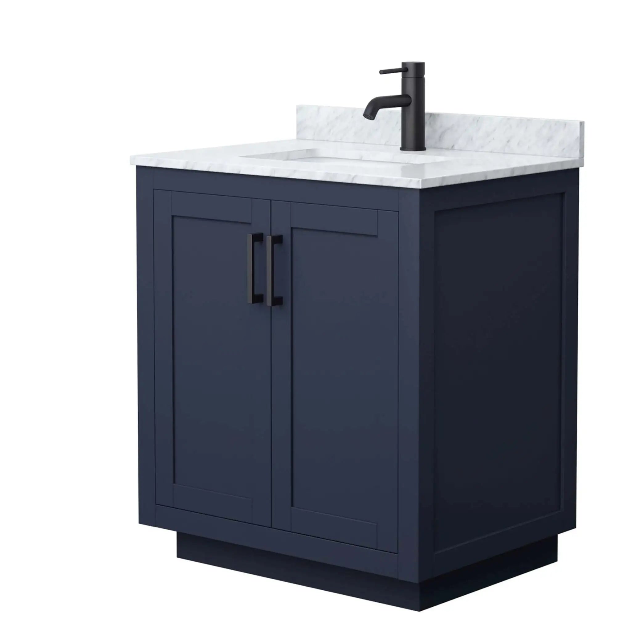 30" Miranda Single Bathroom Vanity in Dark Blue with Matte Black Trim by Wyndham