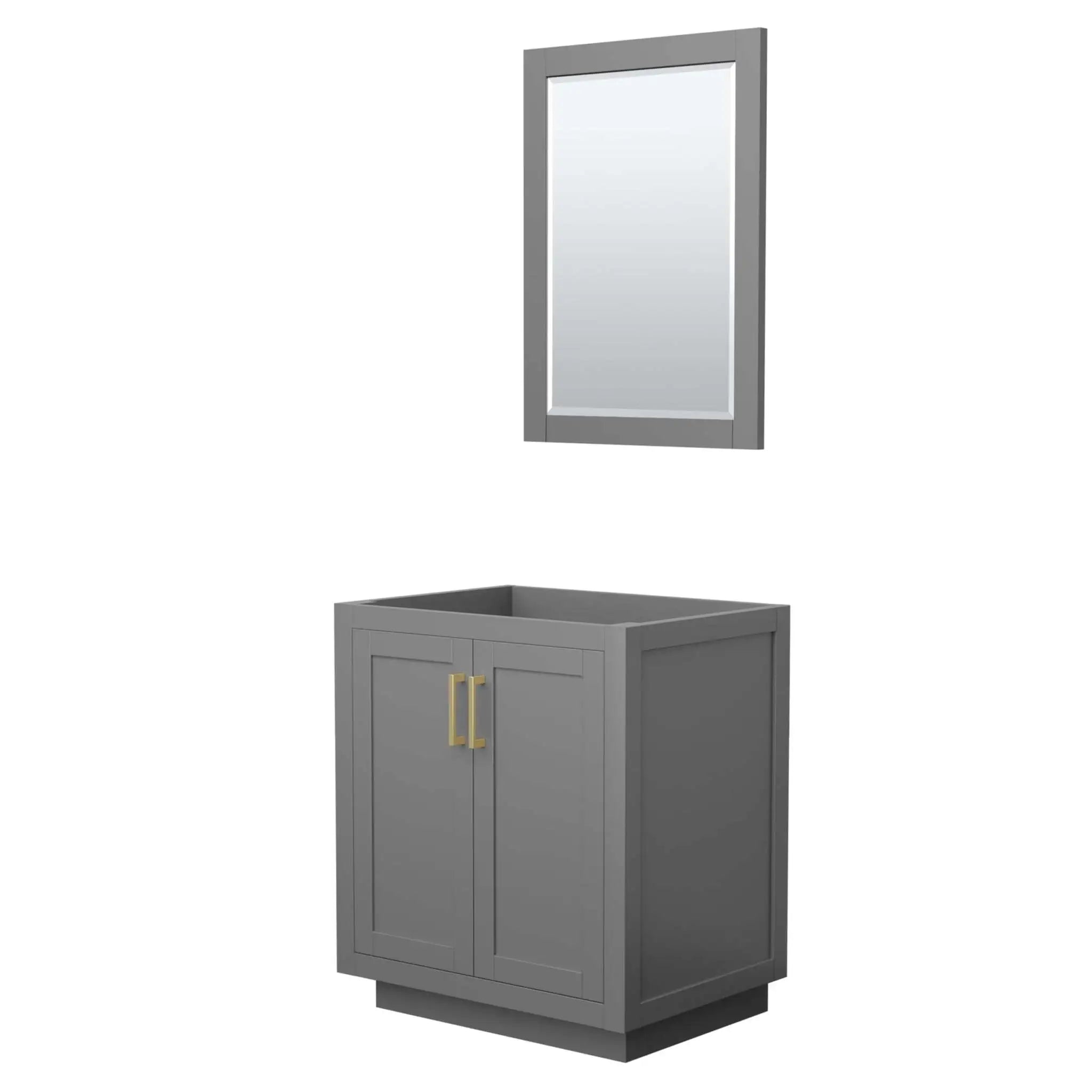 30" Miranda Single Bathroom Vanity in Dark Gray with Brushed Gold Trim & 24" Mirror by Wyndham