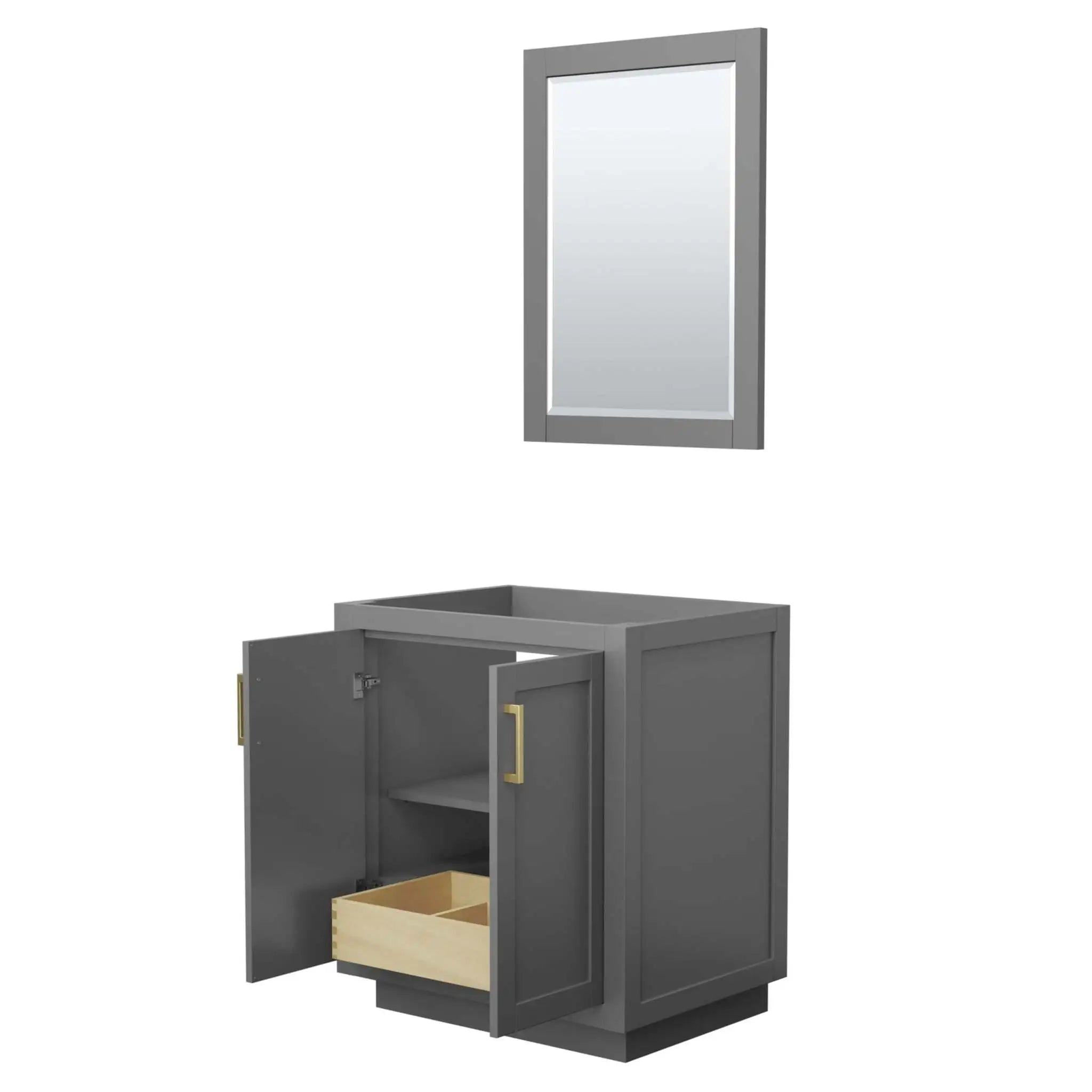 30" Miranda Single Bathroom Vanity in Dark Gray with Brushed Gold Trim & 24" Mirror by Wyndham